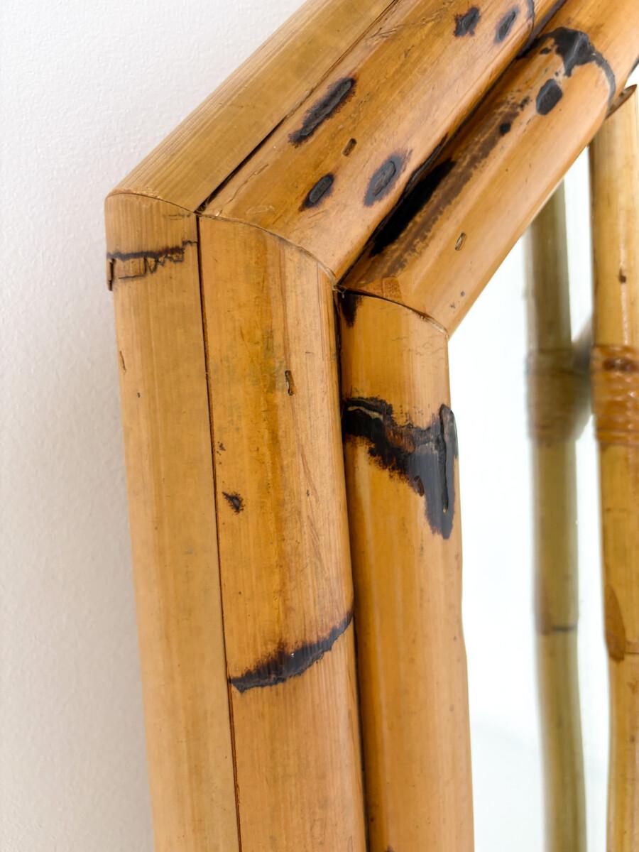 Mid-Century Modern Mid-Century Bamboo Mirror attributed to Vivai Del Sud, 1970s For Sale
