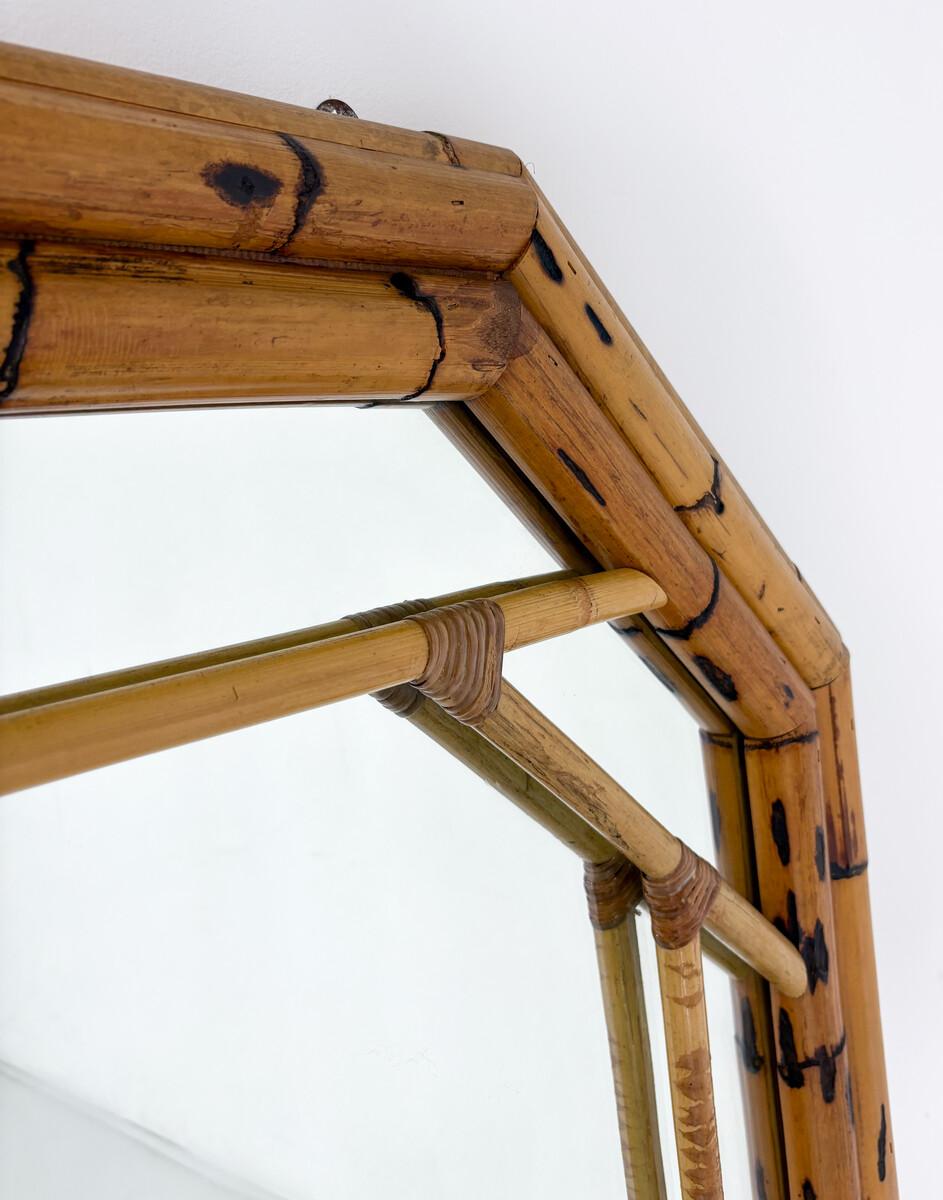 Italian Mid-Century Bamboo Mirror attributed to Vivai Del Sud, 1970s For Sale