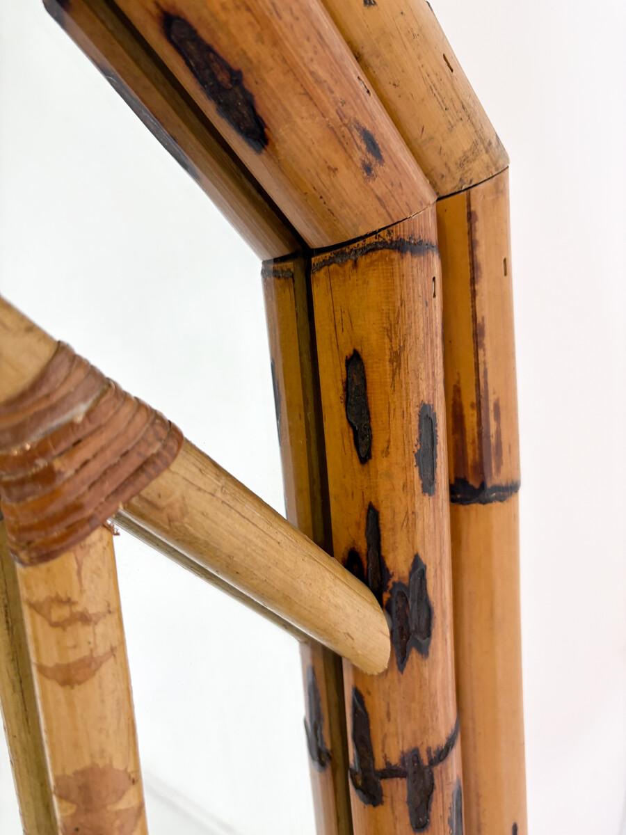 Mid-Century Bamboo Mirror attributed to Vivai Del Sud, 1970s In Good Condition For Sale In Brussels, BE