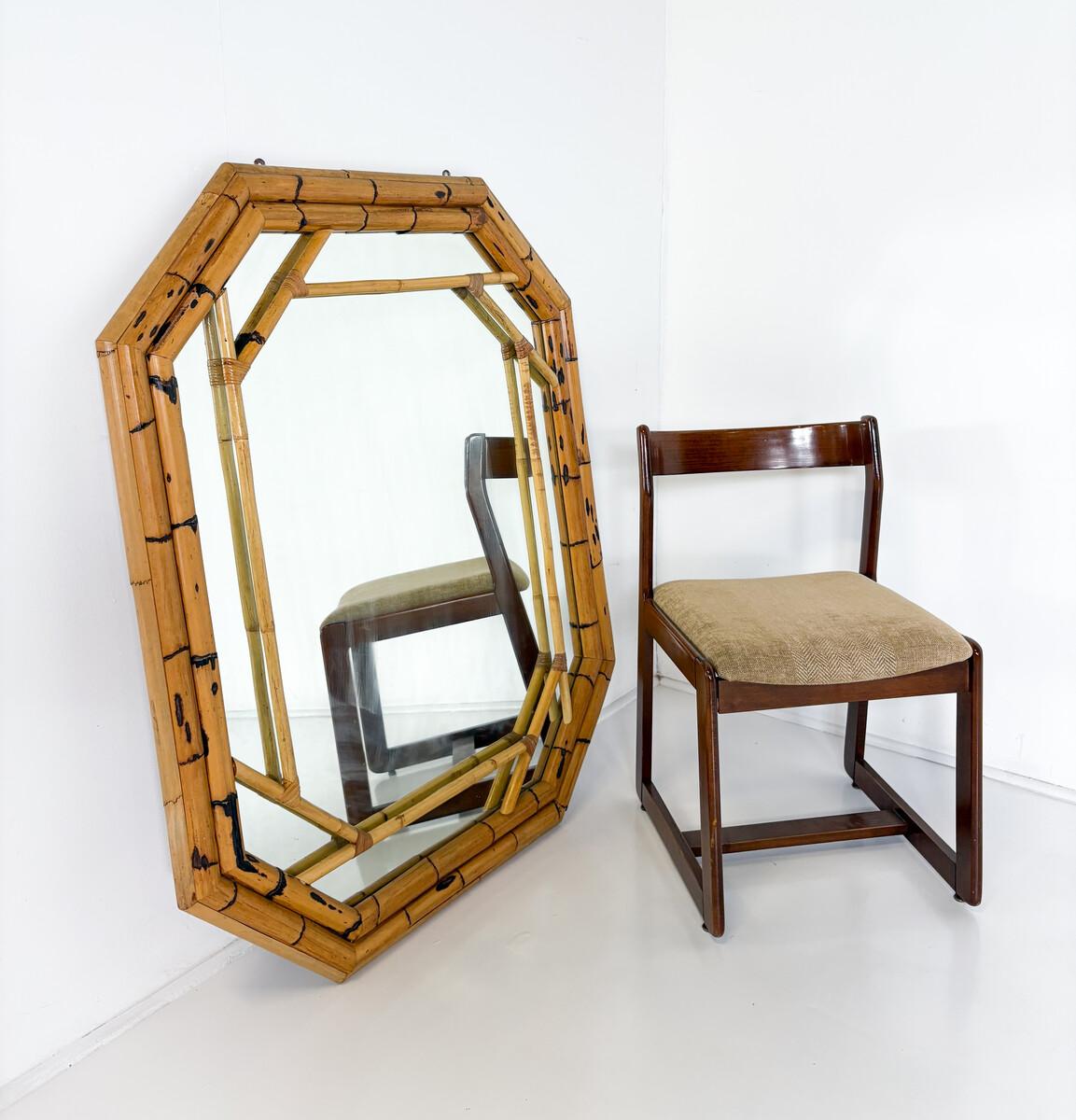 Mid-Century Bamboo Mirror attributed to Vivai Del Sud, 1970s For Sale 1