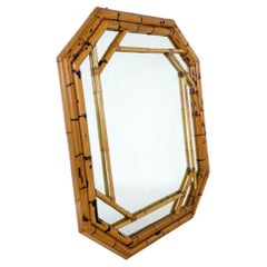 Vintage Mid-Century Bamboo Mirror attributed to Vivai Del Sud, 1970s