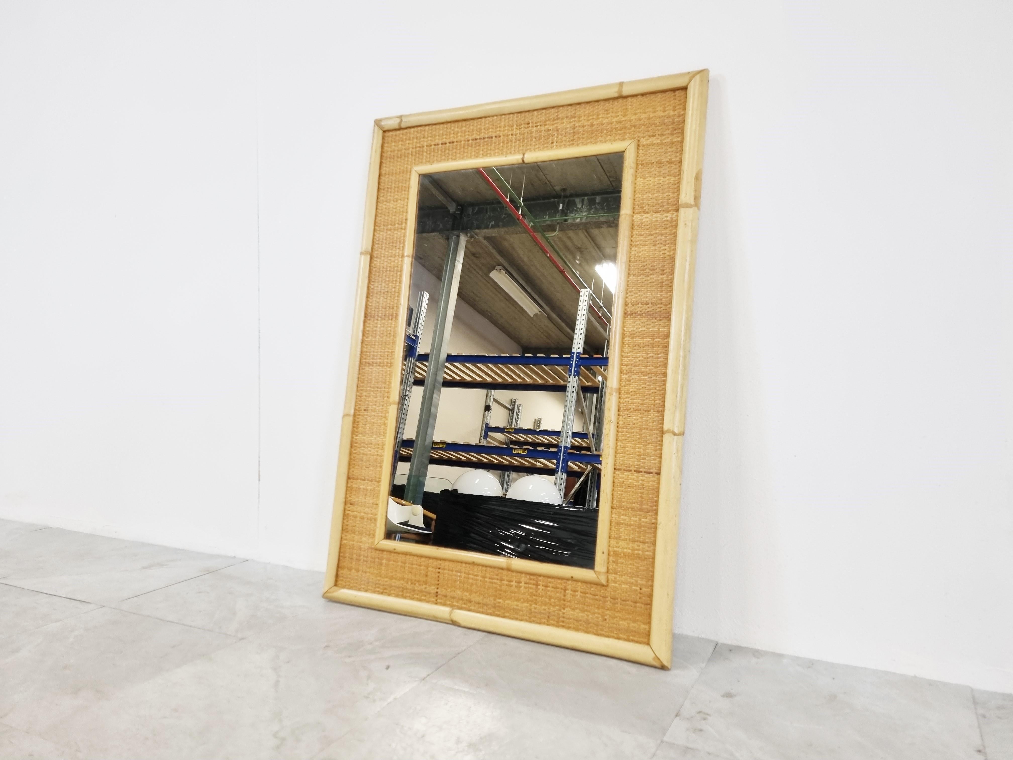 Bohémien Specchio in bambù di Dal Vera del 1960 in vendita