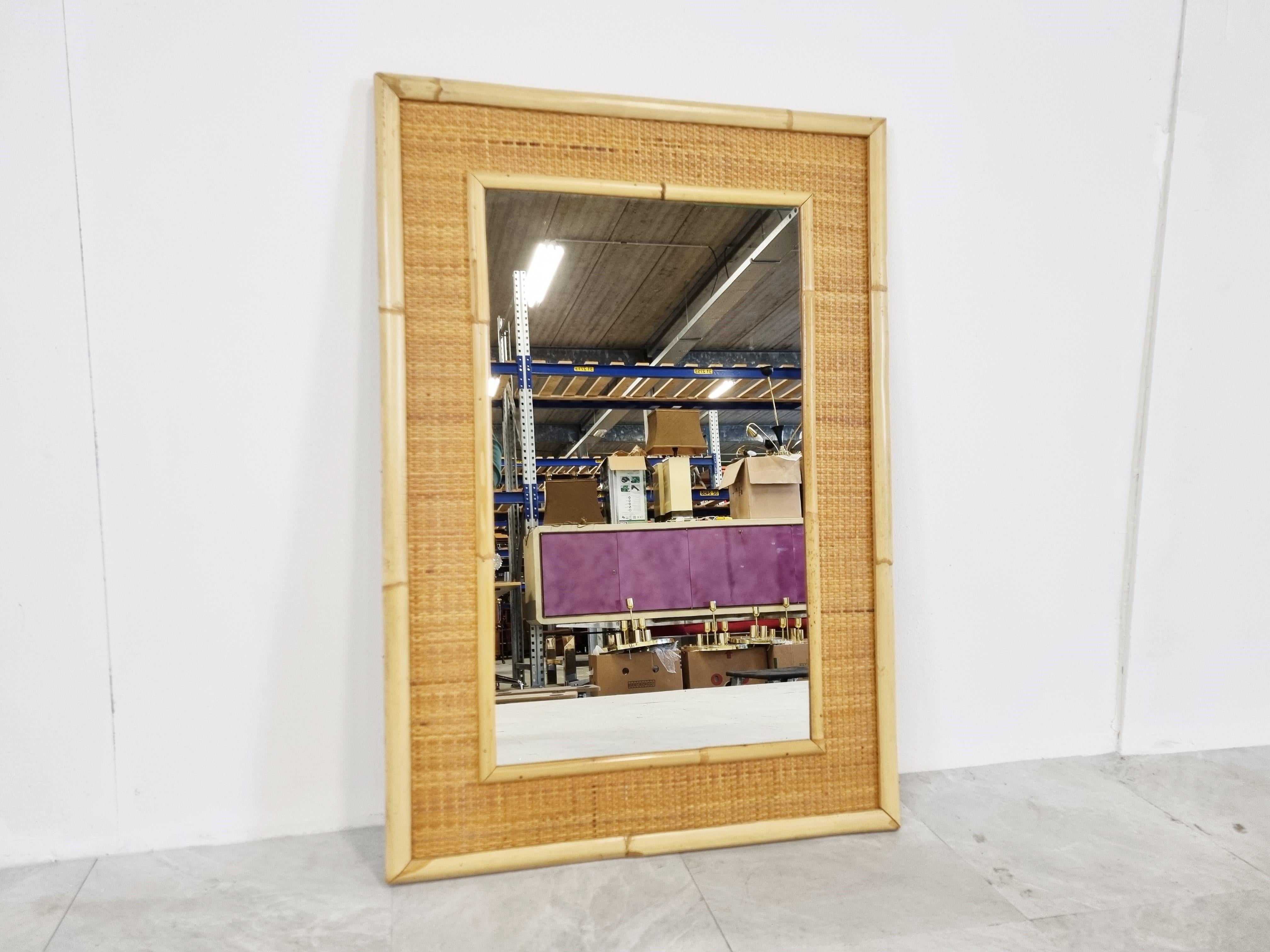 Italiano Specchio in bambù di Dal Vera del 1960 in vendita