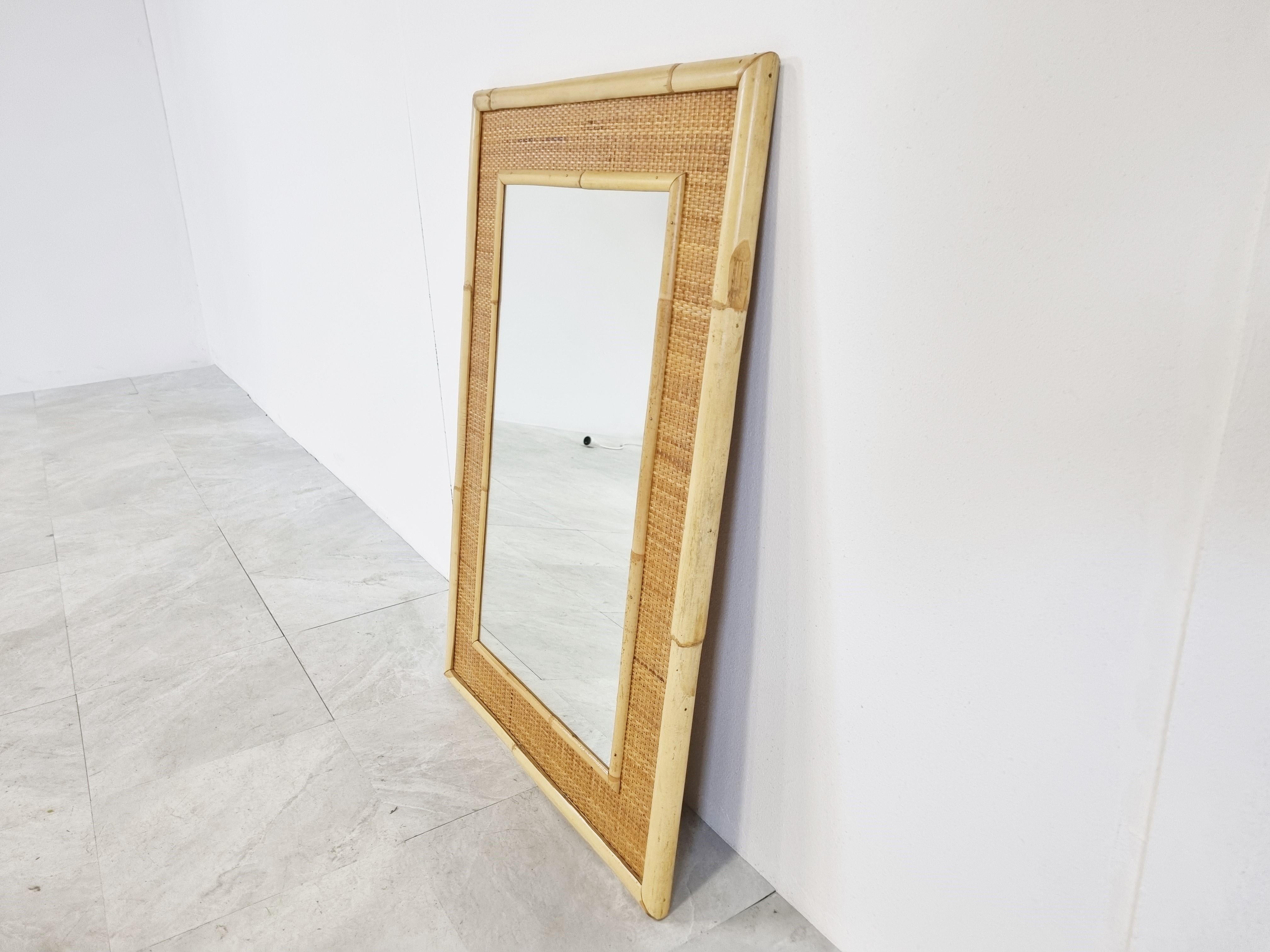Mid Century Bamboo Mirror by Dal Vera, 1960s For Sale 1