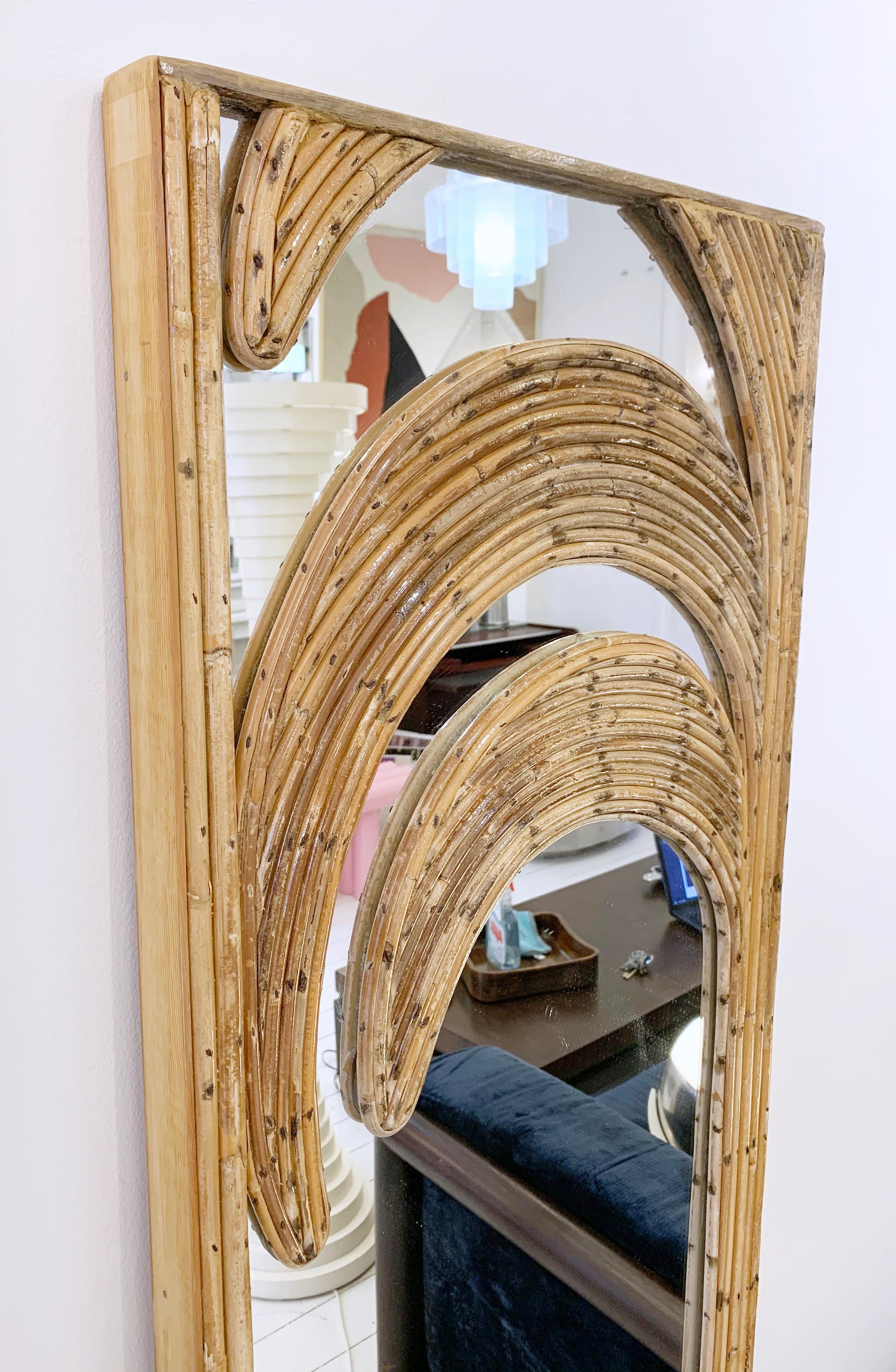Mid-century bamboo mirror Italy 1970s.
