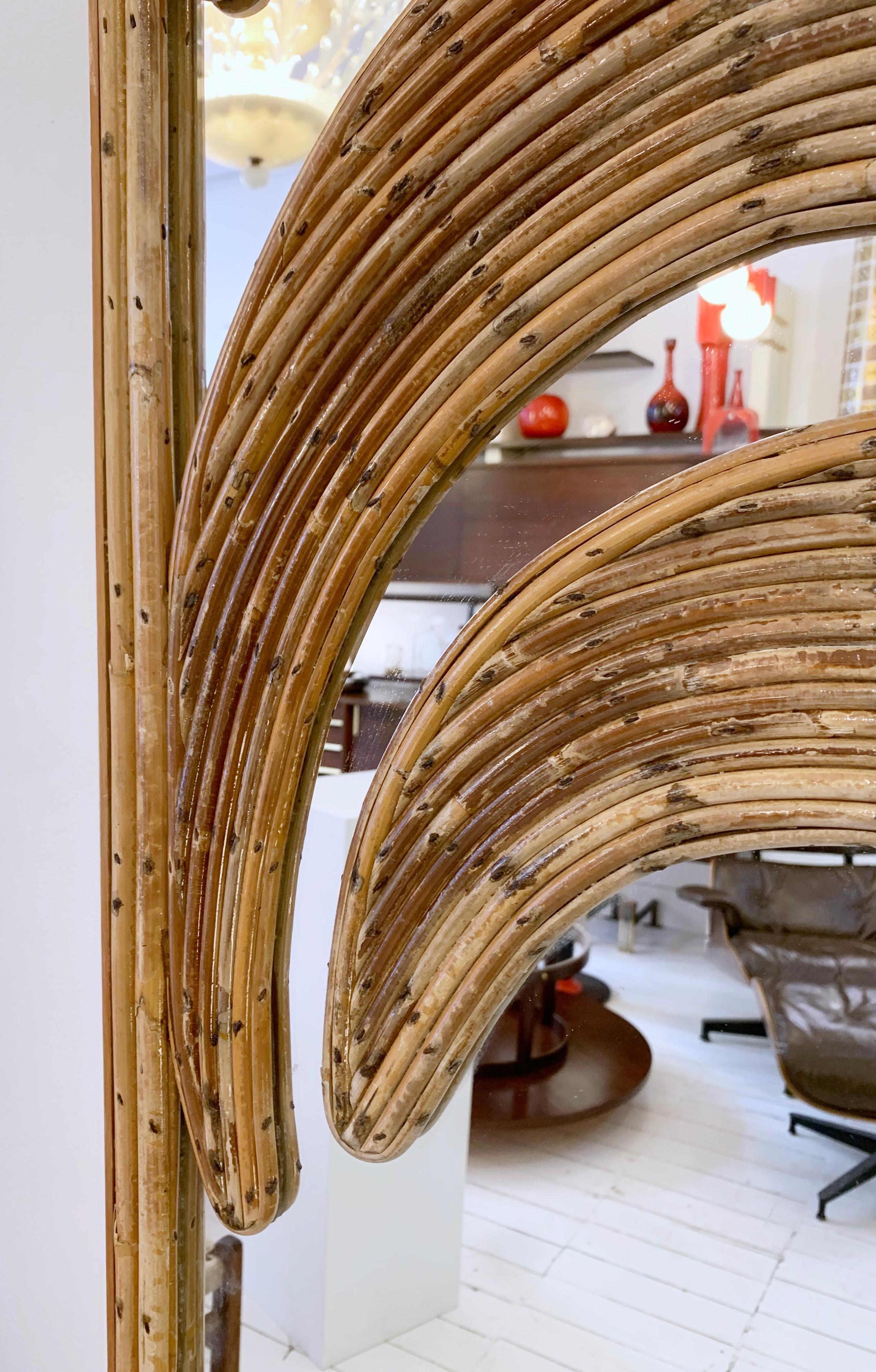 Italian Mid-century bamboo mirror by Vivai del Sud- Italy 1970s