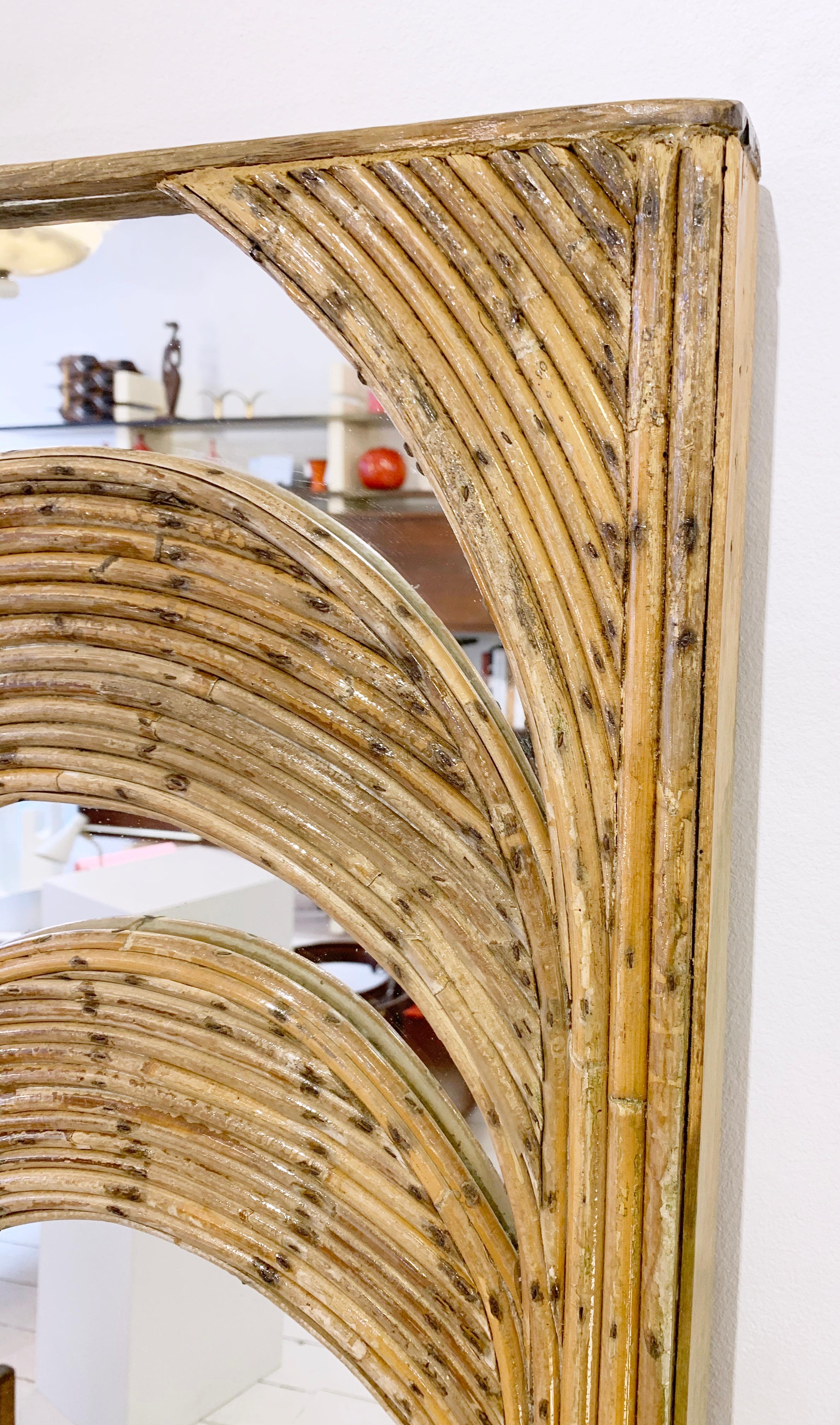 Mid-century bamboo mirror by Vivai del Sud- Italy 1970s In Good Condition In Brussels, BE