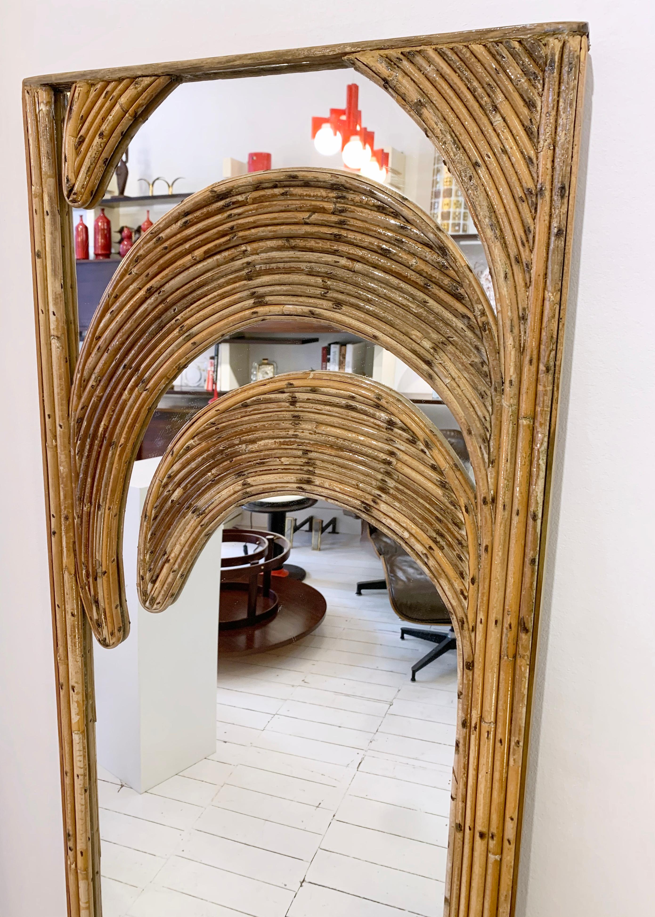Mid-century bamboo mirror by Vivai del Sud- Italy 1970s 2