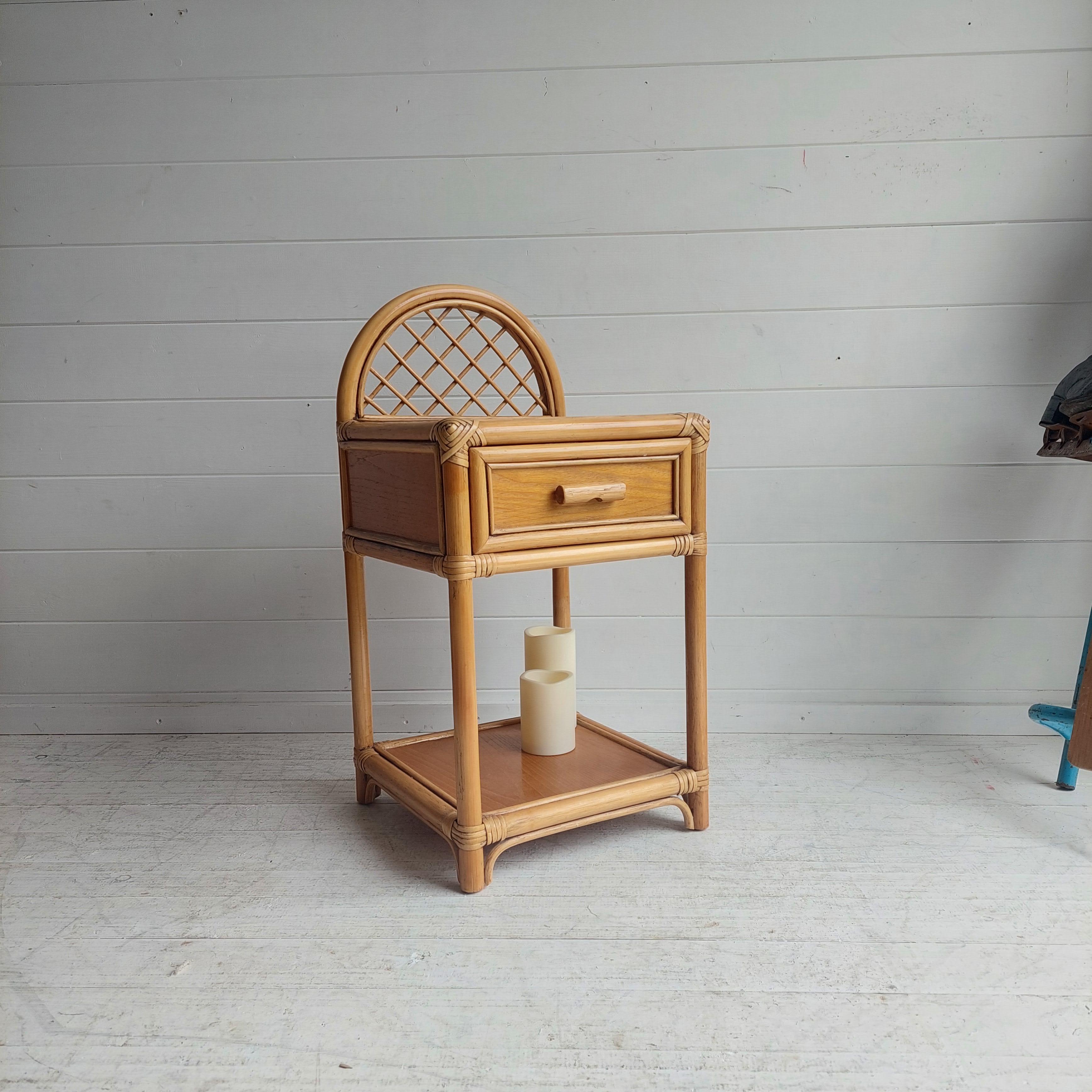 20th Century Mid Century Bamboo nightstand bedside table 70s  For Sale