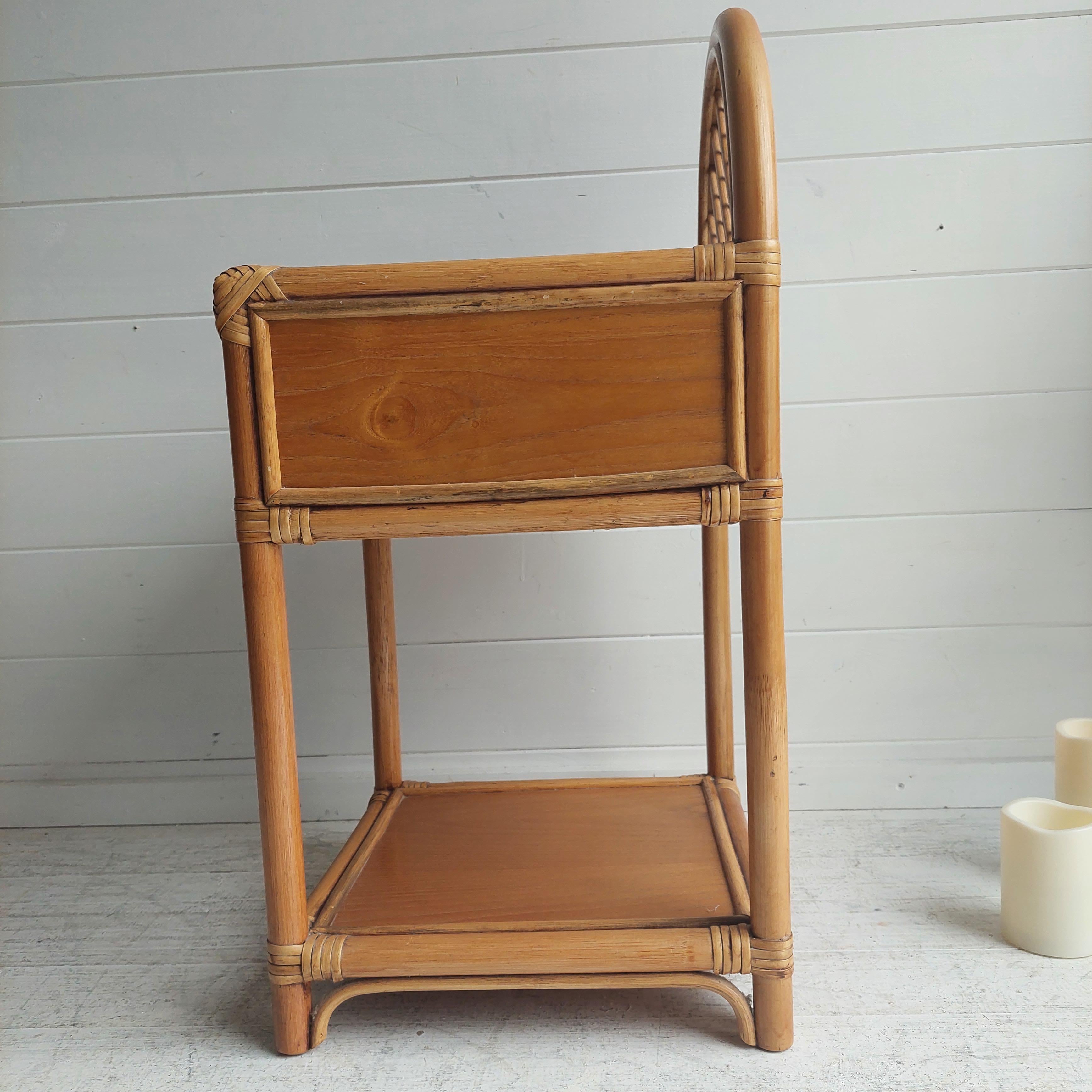 Mid Century Bamboo nightstand bedside table 70s  3