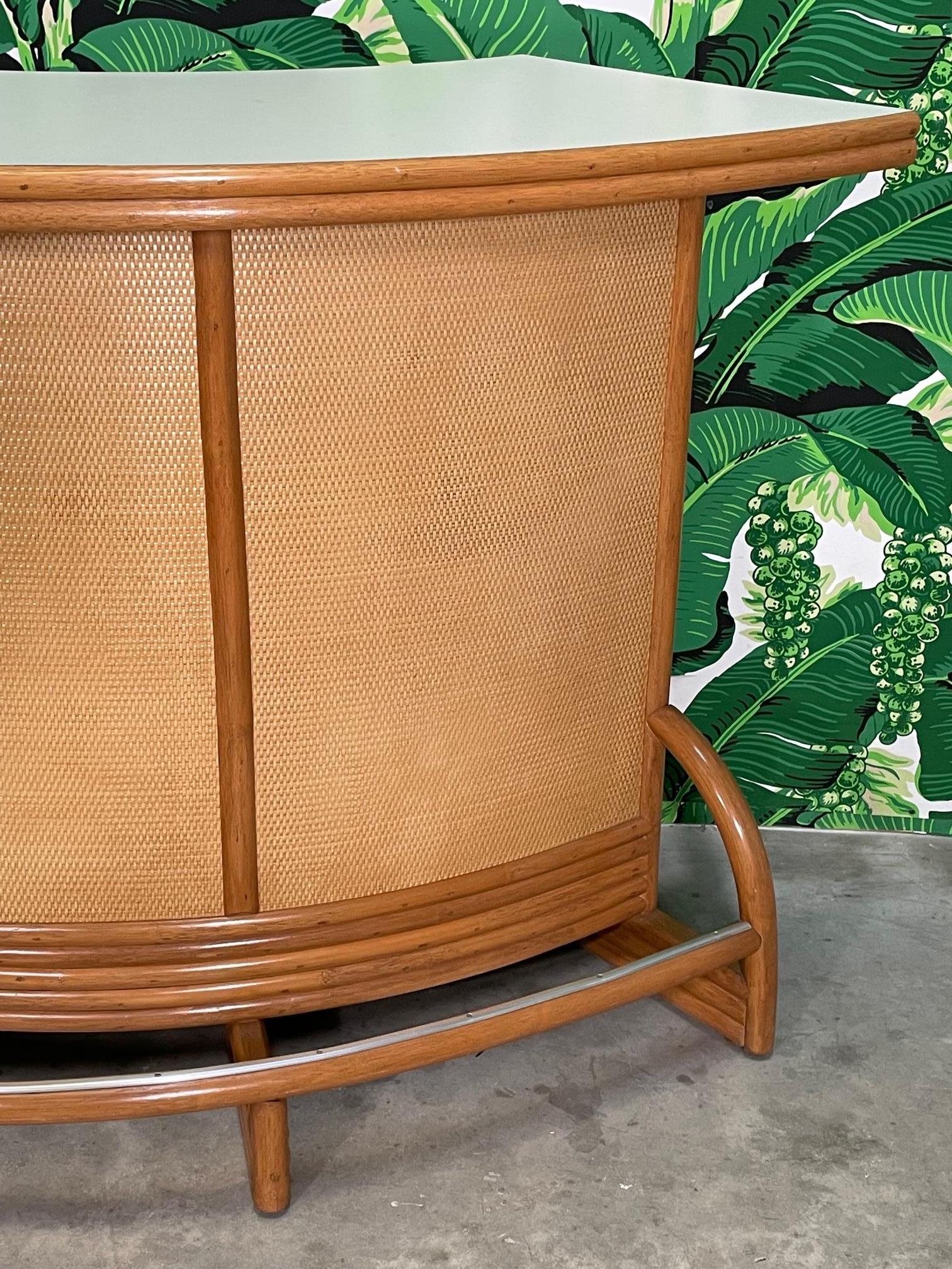 Organic Modern Mid-Century Bamboo Quarter Round Corner Bar
