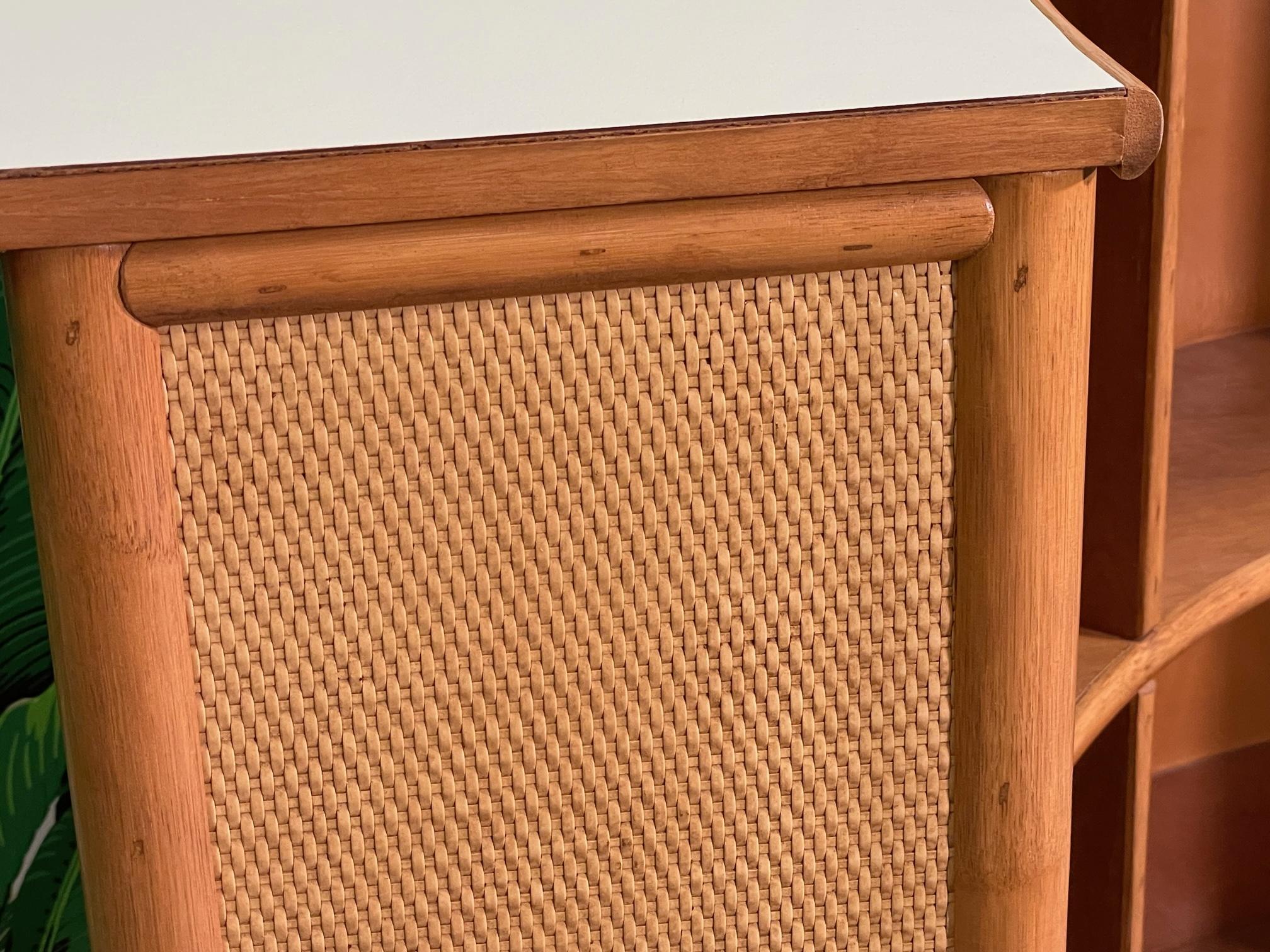 20th Century Mid-Century Bamboo Quarter Round Corner Bar