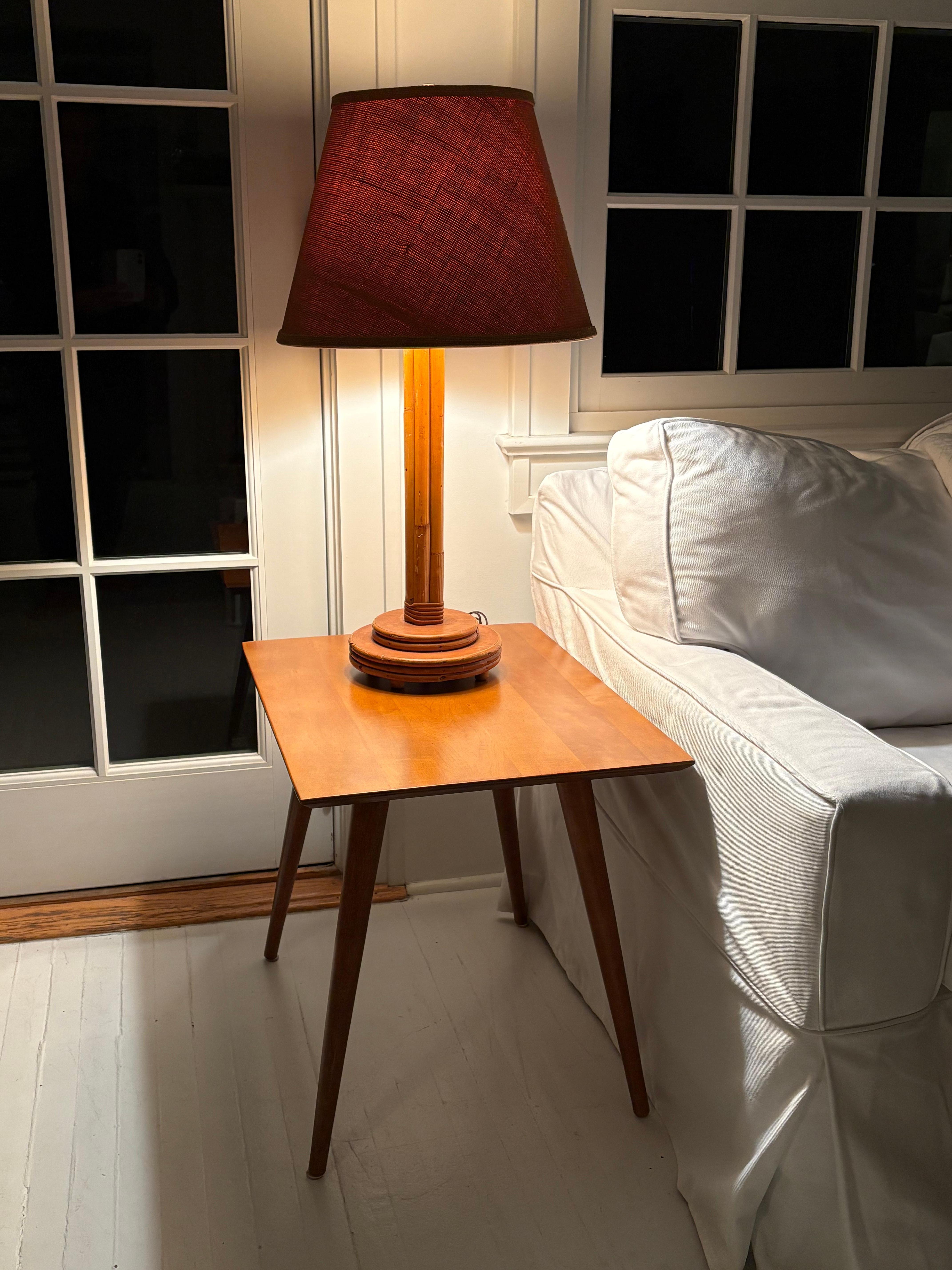 Mid Century Bamboo , Rattan and Wood Table Lamp For Sale 8