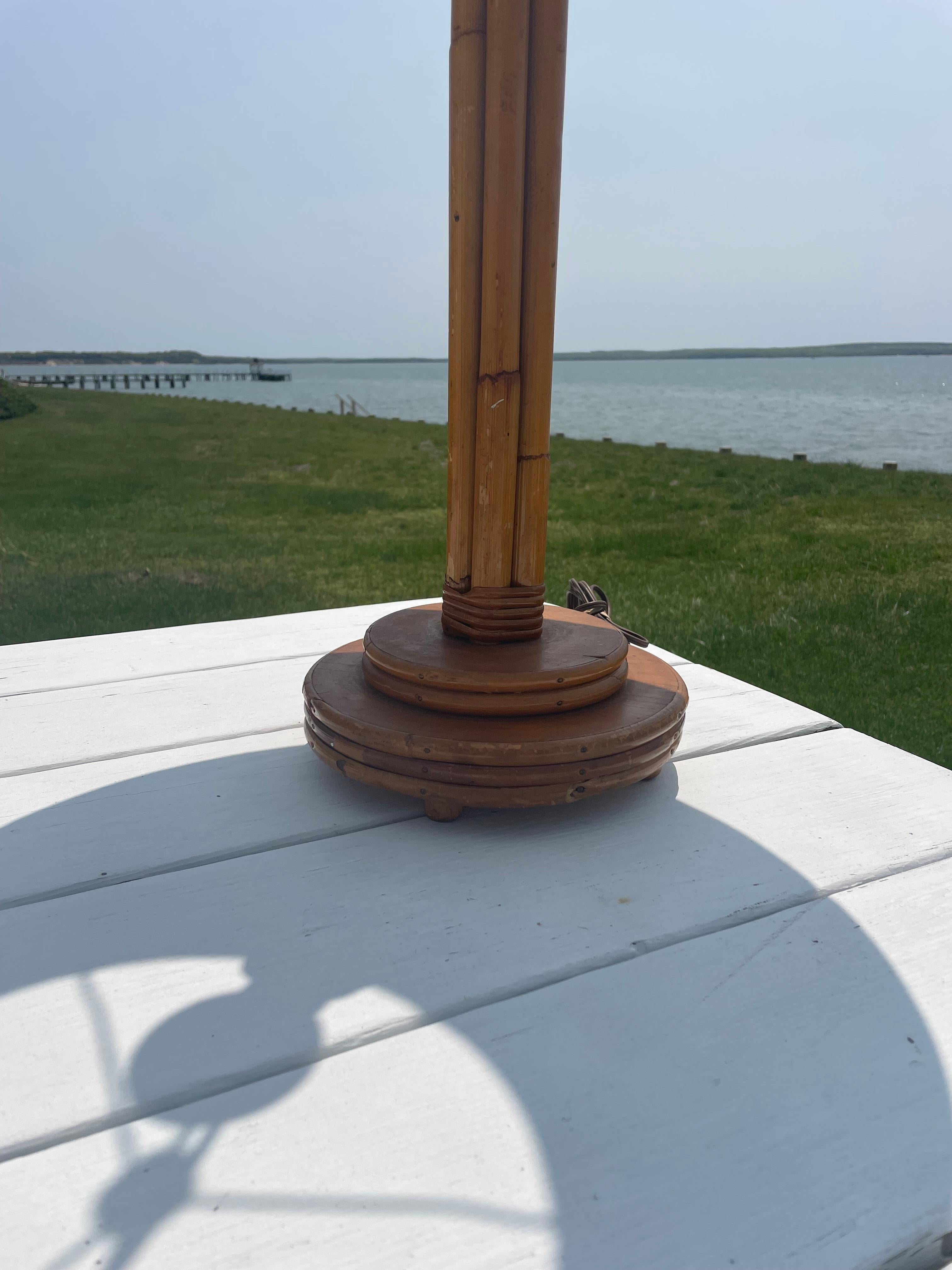 20th Century Mid Century Bamboo , Rattan and Wood Table Lamp For Sale