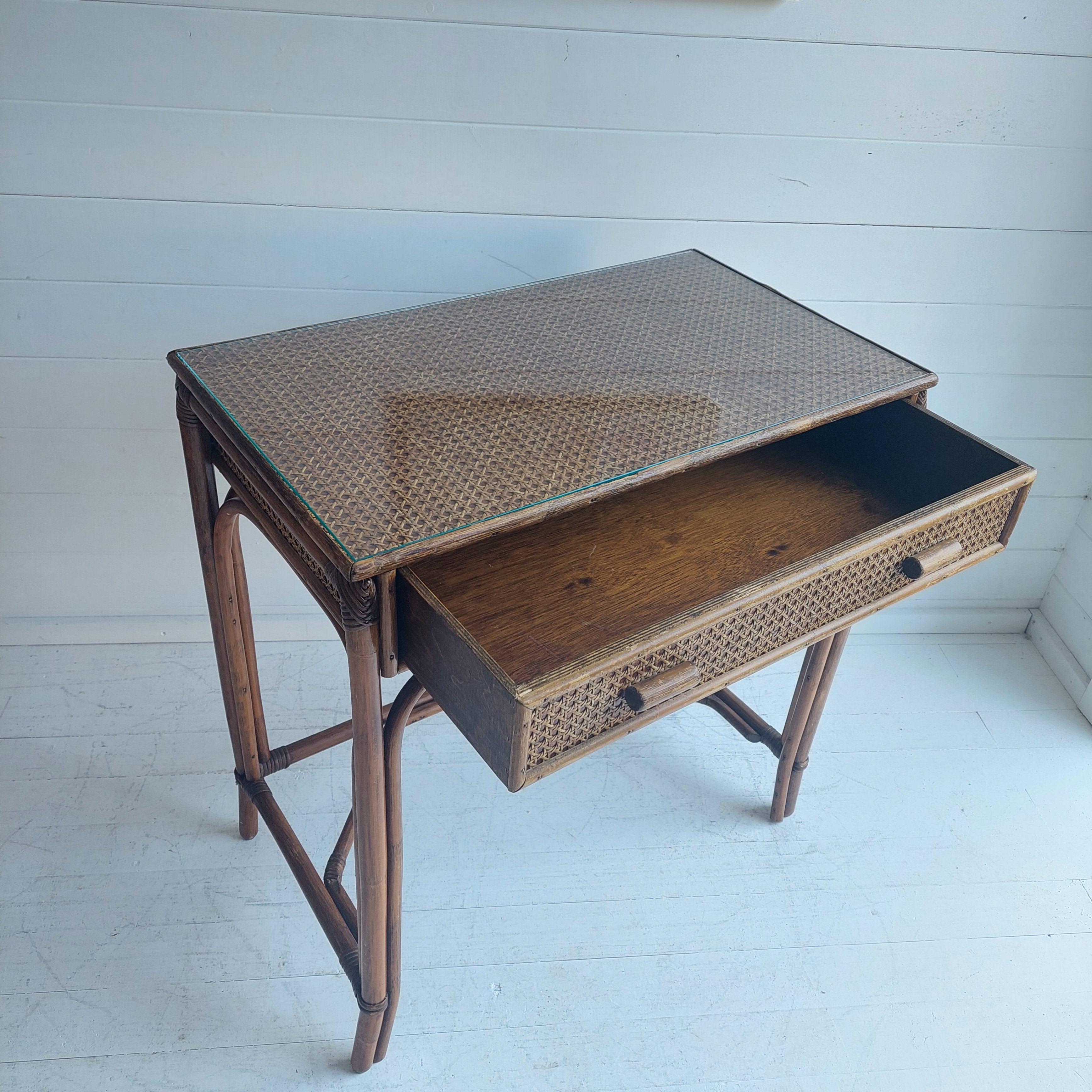 Mid Century Bamboo & Rattan Cane Dressing Table desk  Angraves, 1970s 3
