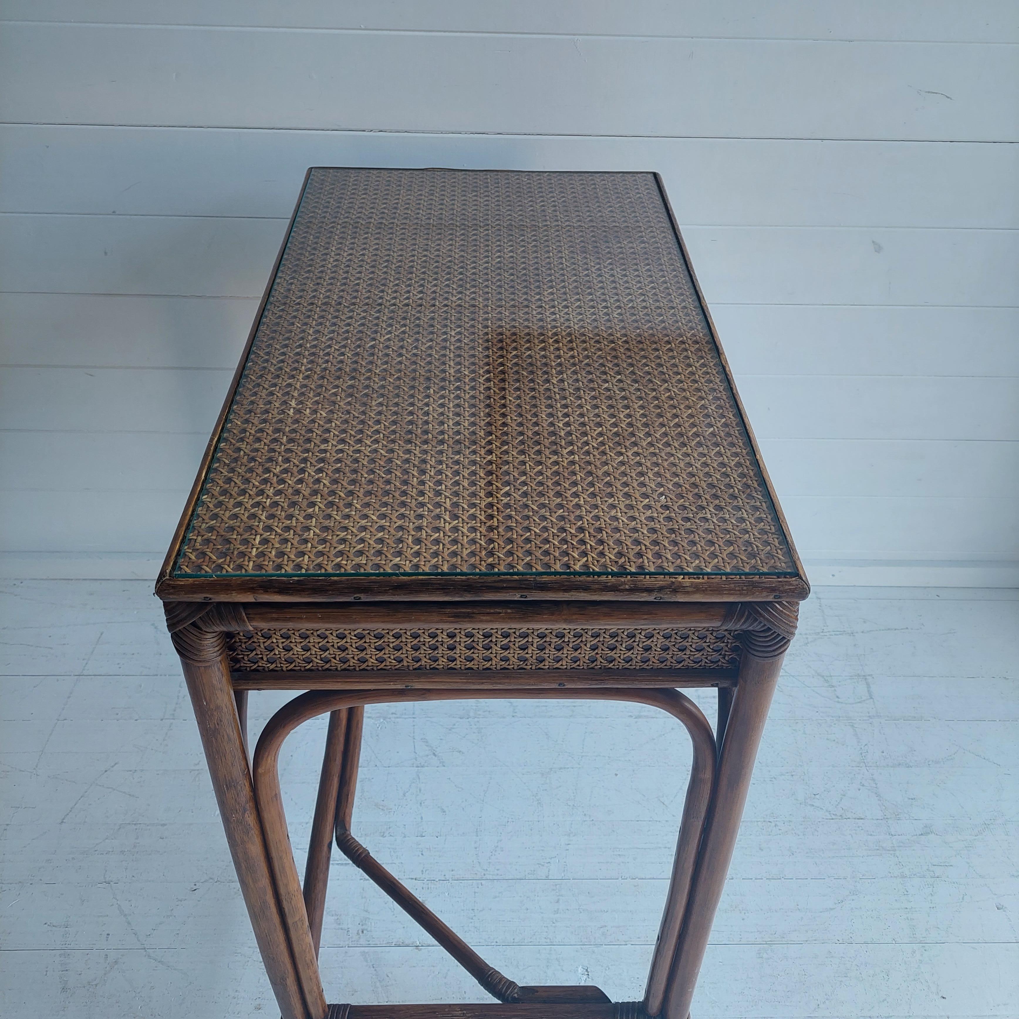 Mid Century Bamboo & Rattan Cane Dressing Table desk  Angraves, 1970s 6
