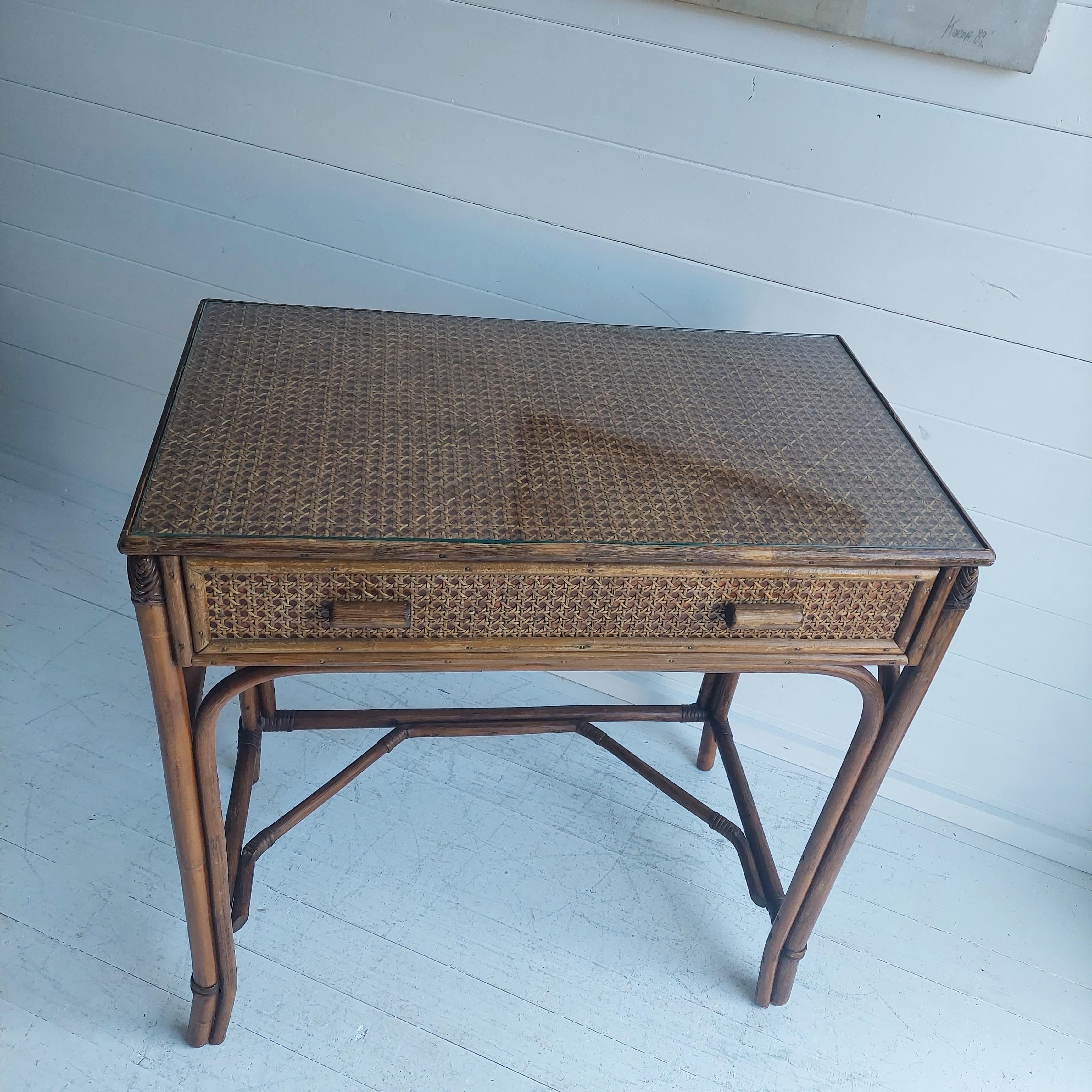 Mid Century Bamboo & Rattan Cane Dressing Table desk  Angraves, 1970s 2