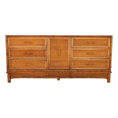 Mid-Century Bamboo Rattan Dresser or Credenza by American of Martinsville