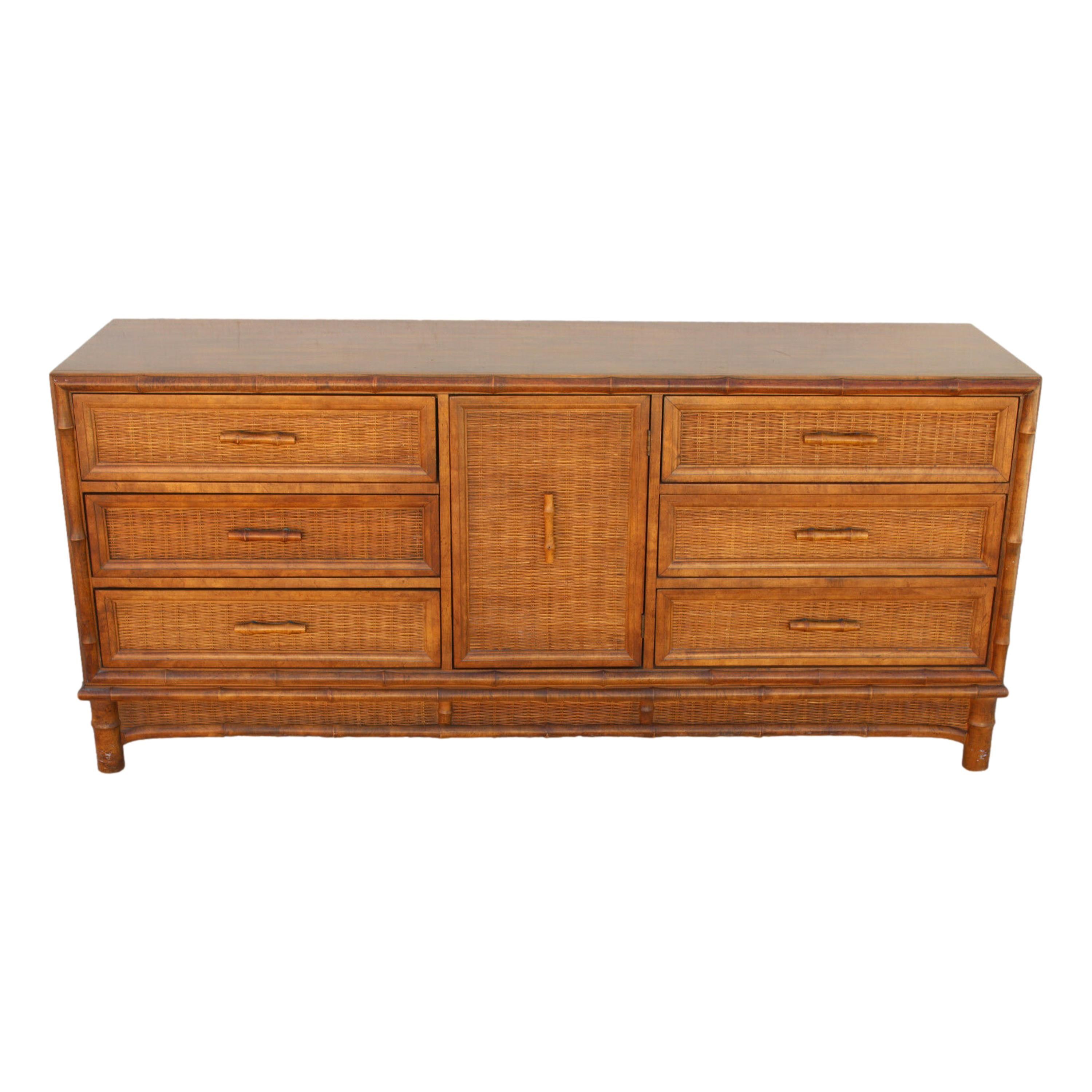 Mid-Century Modern Mid-Century Bamboo Rattan Dresser or Credenza by American of Martinsville