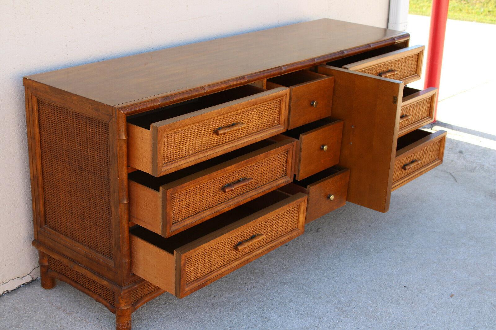 Mid-Century Bamboo Rattan Dresser or Credenza by American of Martinsville In Good Condition In Vero Beach, FL