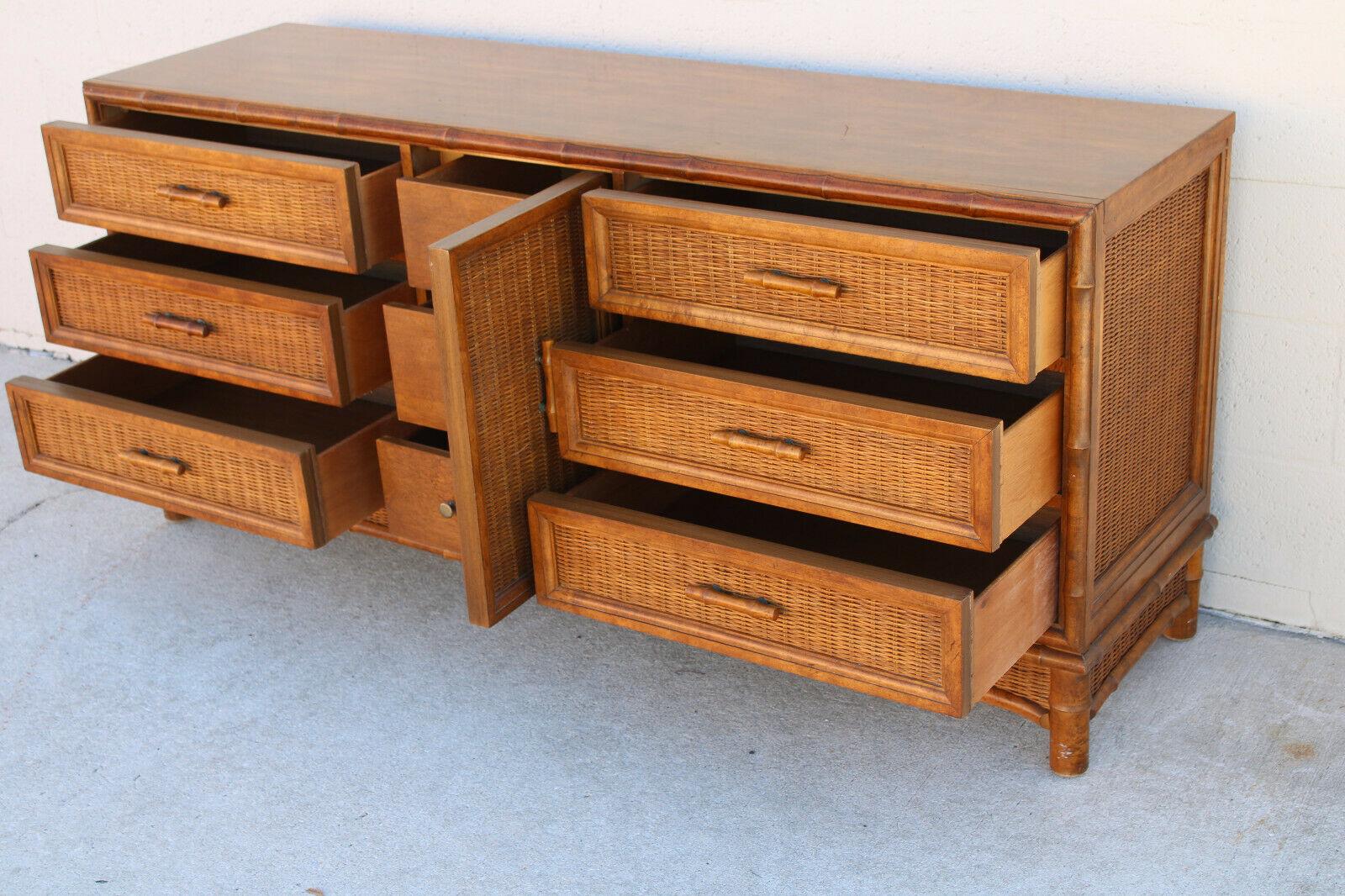 20th Century Mid-Century Bamboo Rattan Dresser or Credenza by American of Martinsville