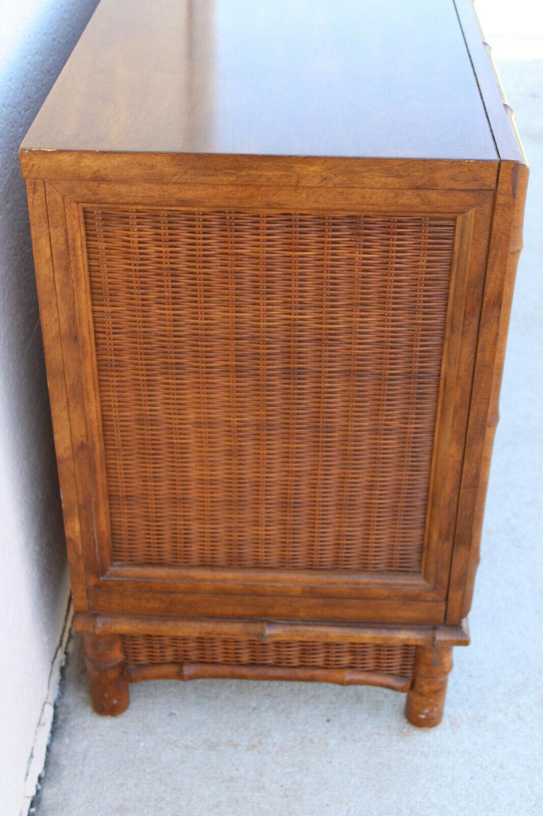 Faux Bamboo Mid-Century Bamboo Rattan Dresser or Credenza by American of Martinsville