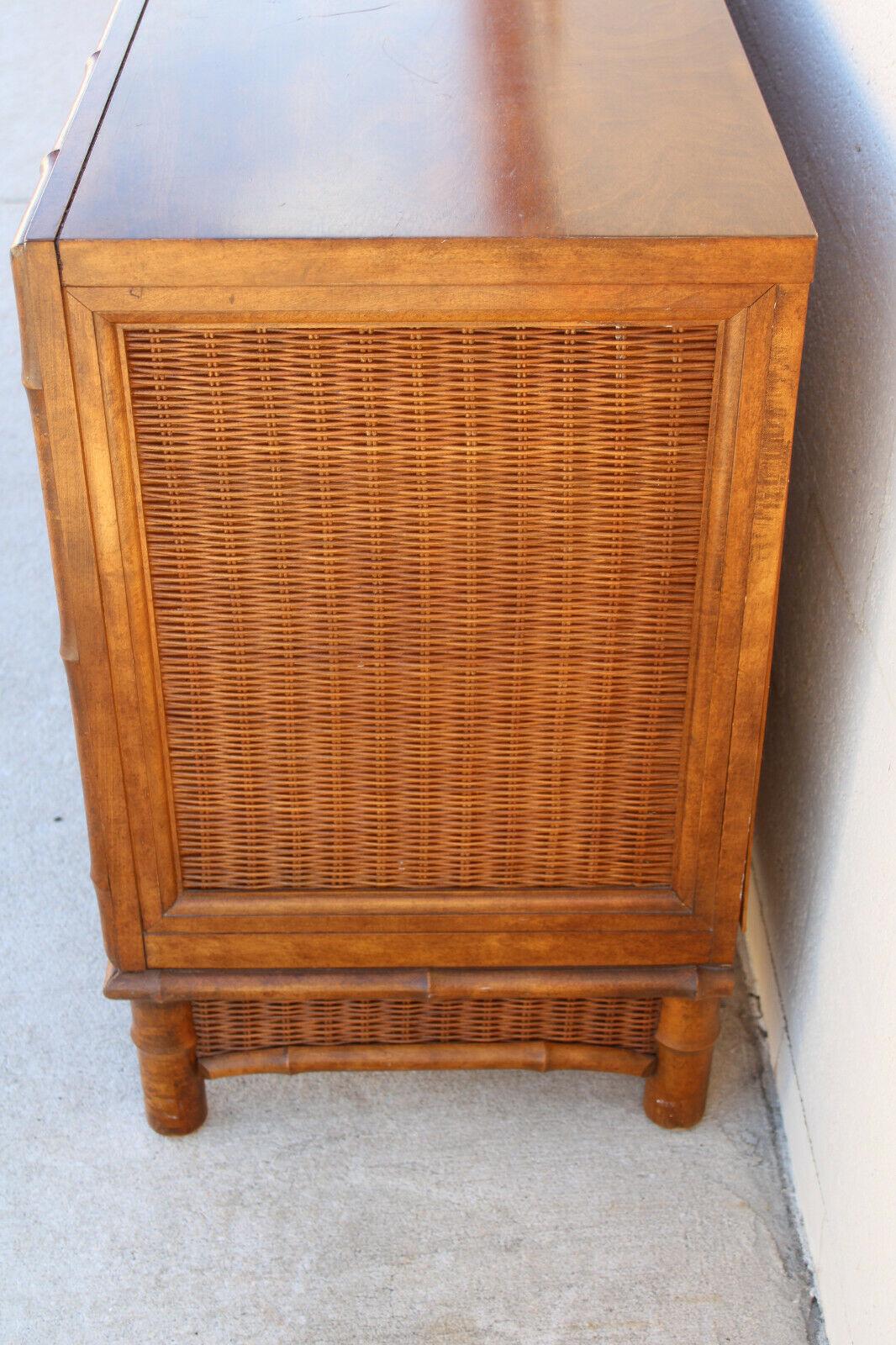 Mid-Century Bamboo Rattan Dresser or Credenza by American of Martinsville 3
