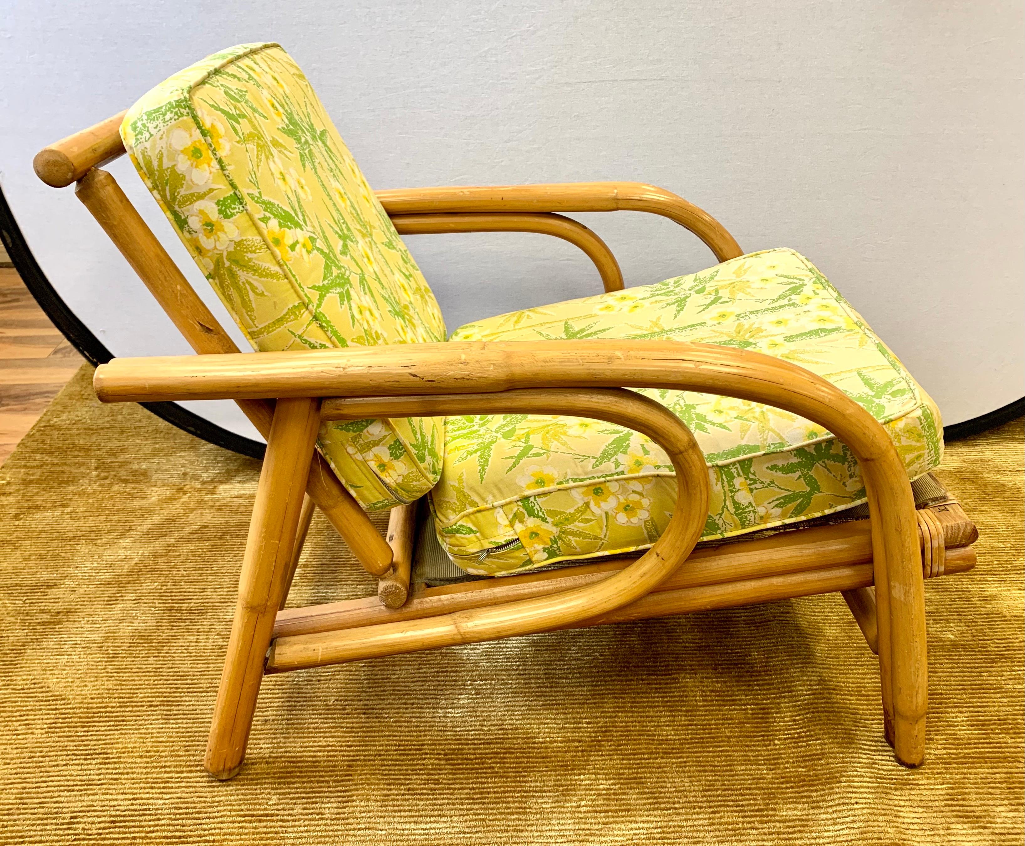 American Midcentury Bamboo Rattan Lounge Club Chairs