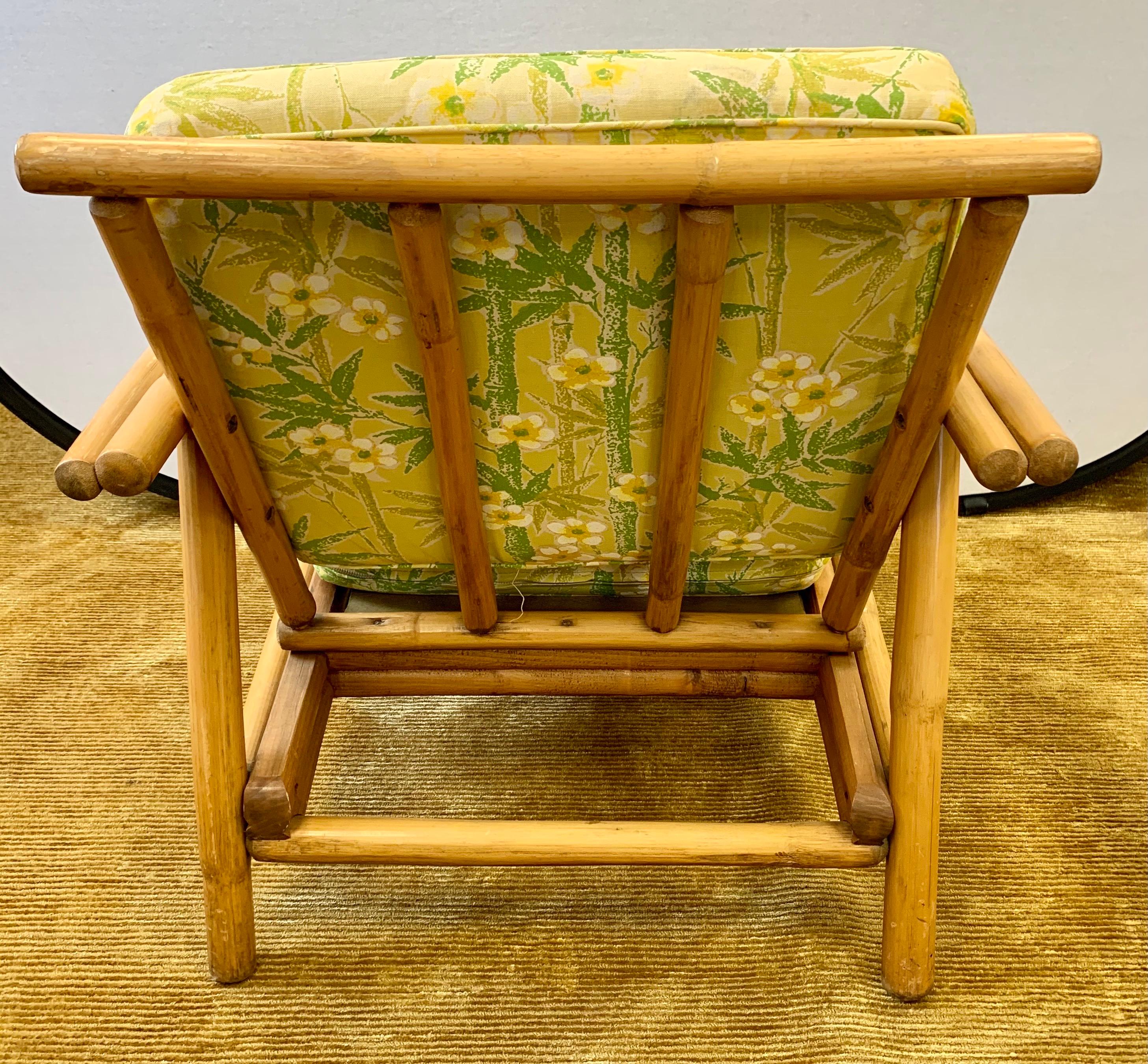 Midcentury Bamboo Rattan Lounge Club Chairs In Good Condition In West Hartford, CT