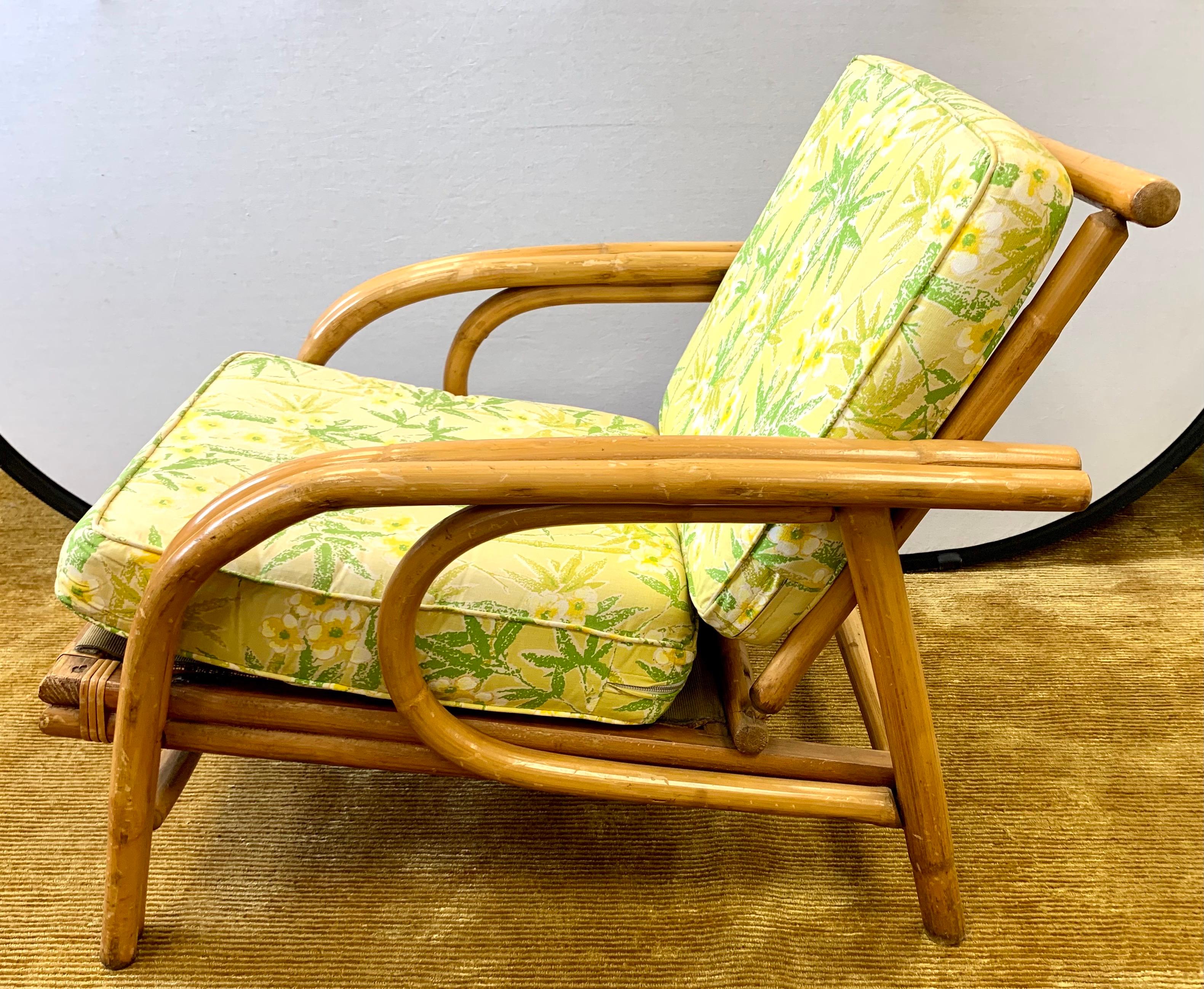 20th Century Midcentury Bamboo Rattan Lounge Club Chairs