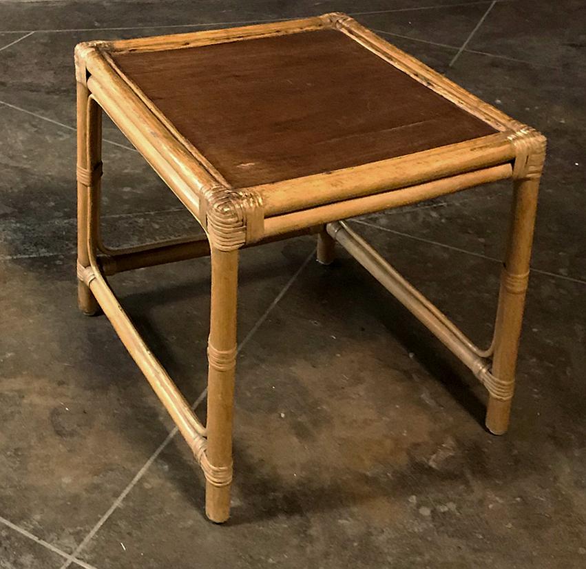 20th Century Midcentury Bamboo and Rattan Nesting Tables For Sale
