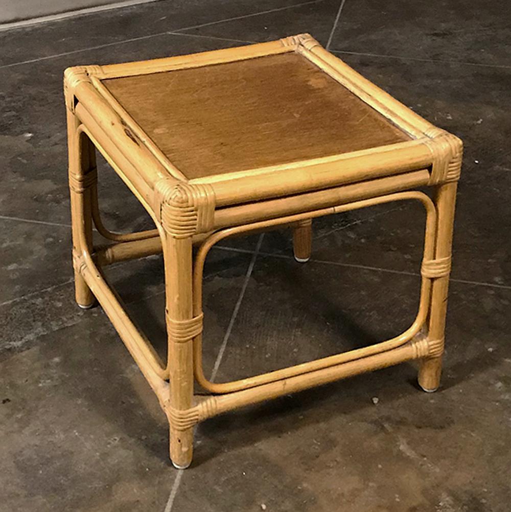 Midcentury Bamboo and Rattan Nesting Tables For Sale 1
