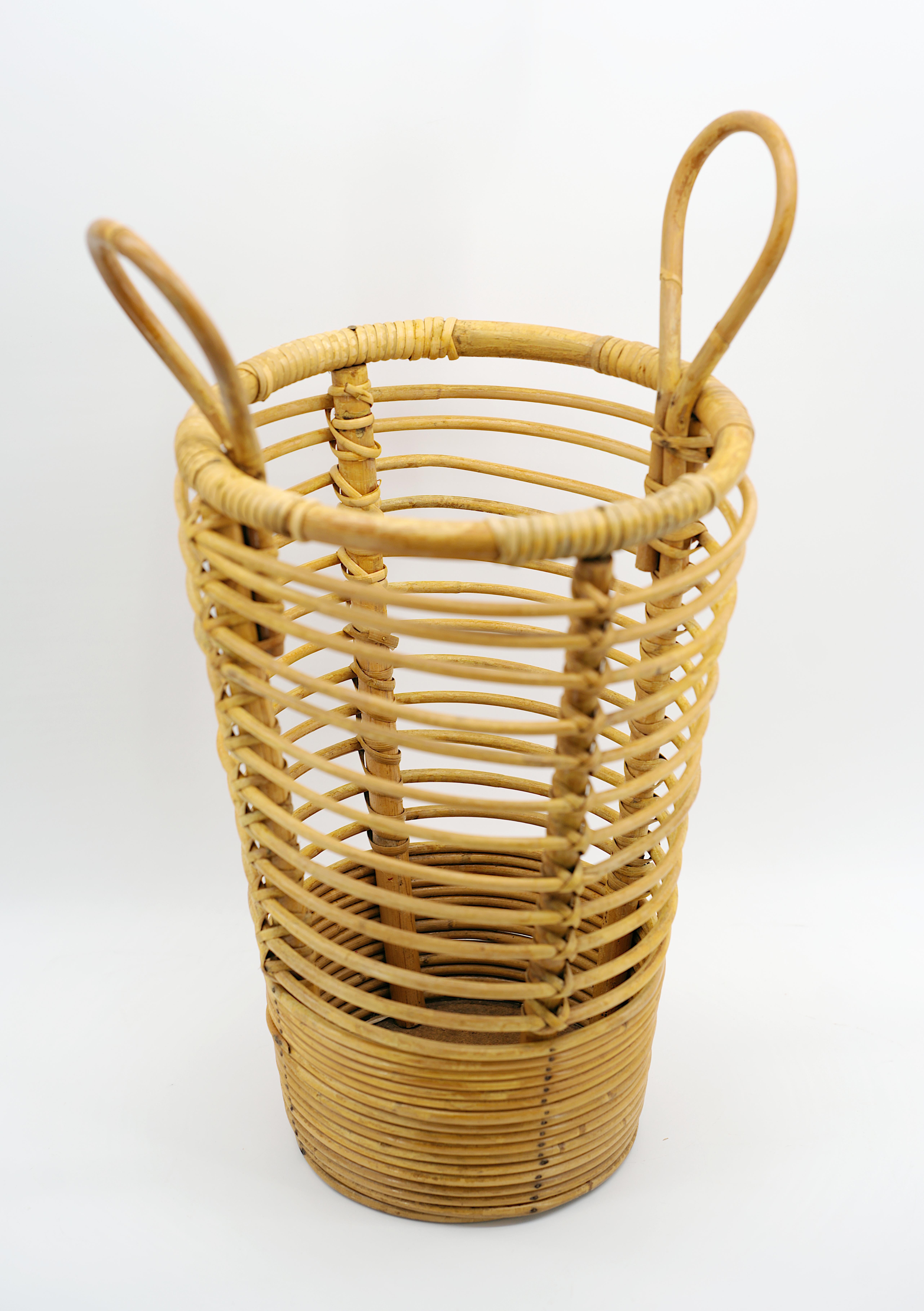 Mid-Century moderno Can o cestino in bambù e rattan di metà secolo, anni '50 in vendita