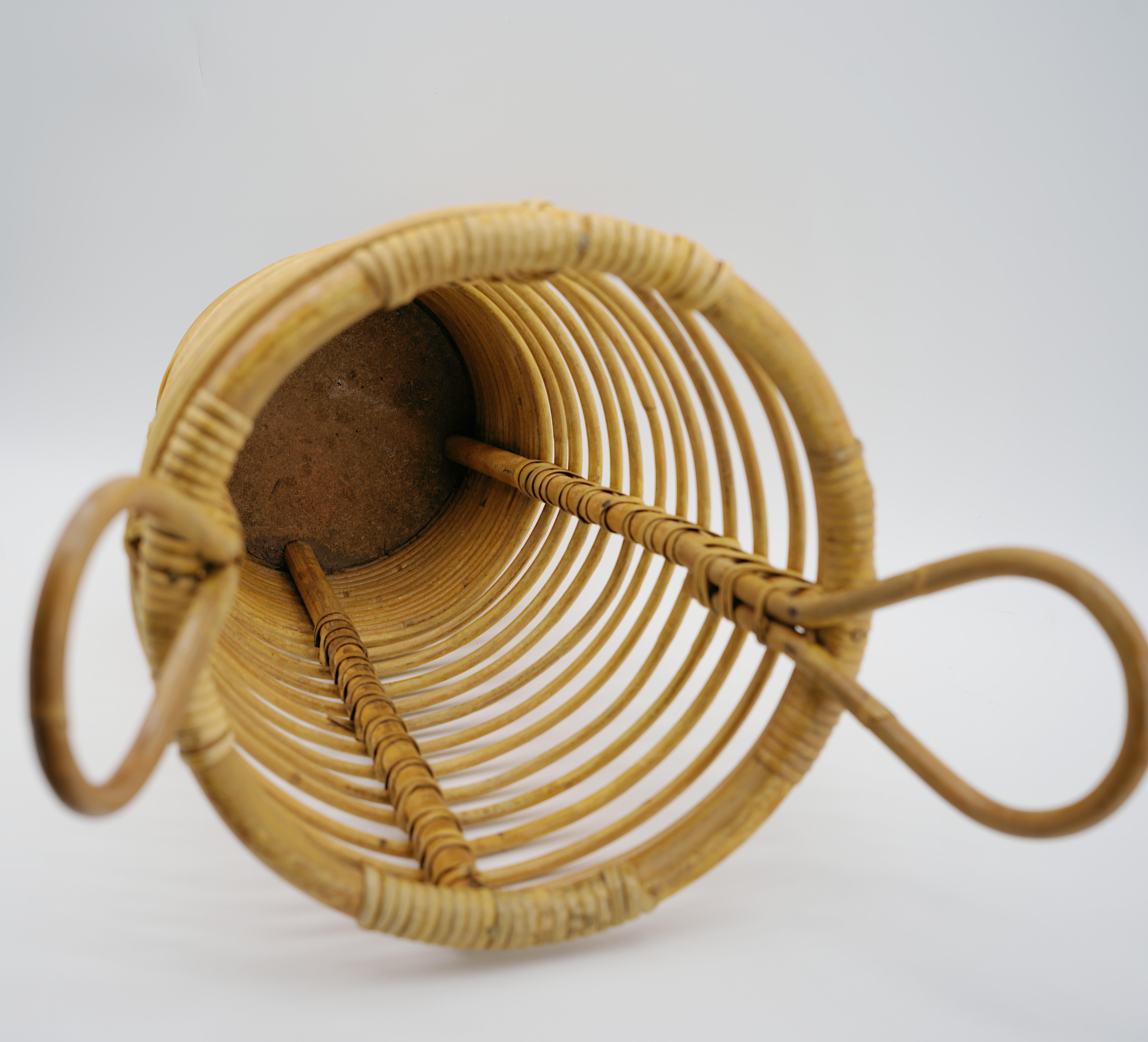 Bambù Can o cestino in bambù e rattan di metà secolo, anni '50 in vendita