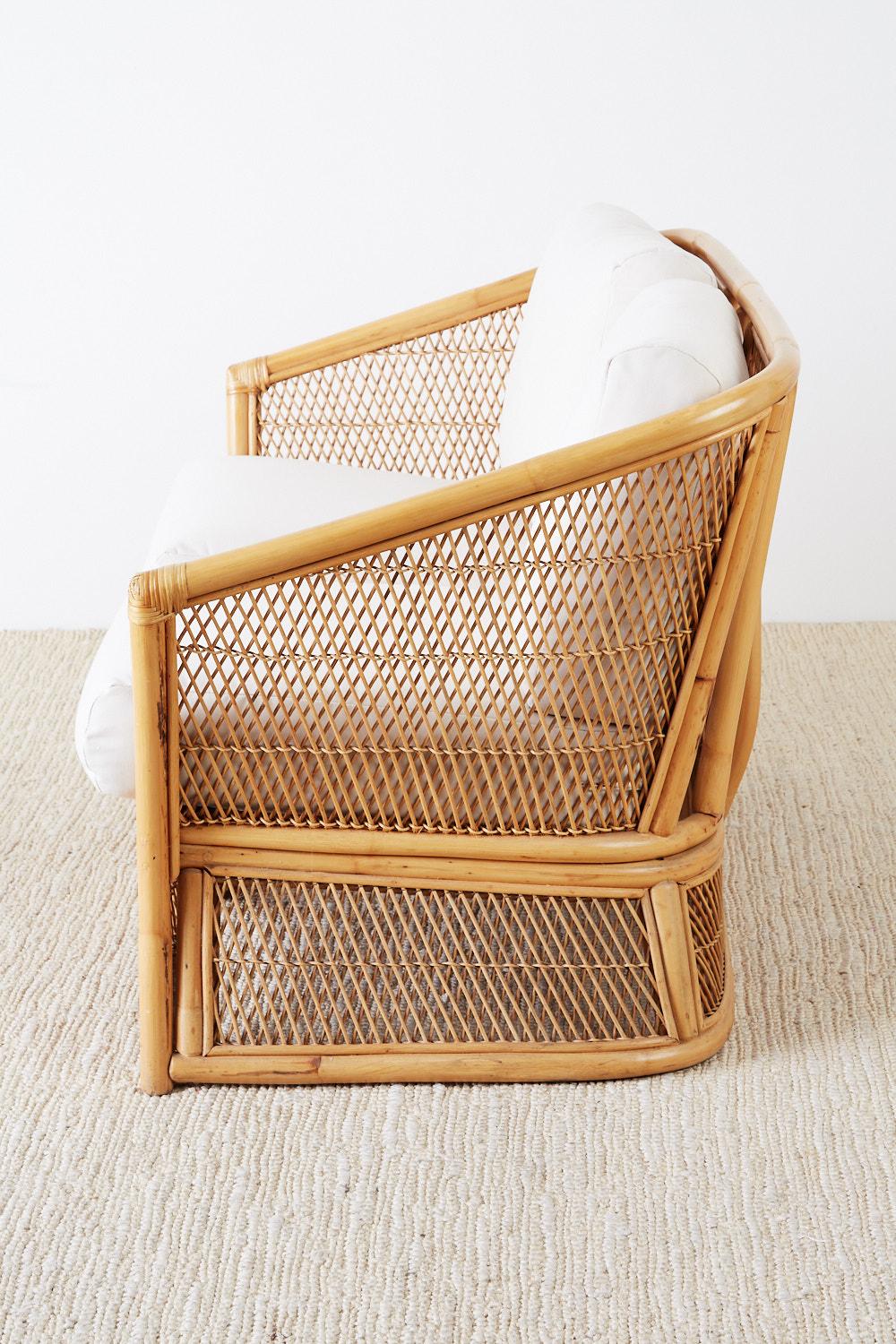 20th Century Midcentury Bamboo Rattan Wicker Settee or Loveseat