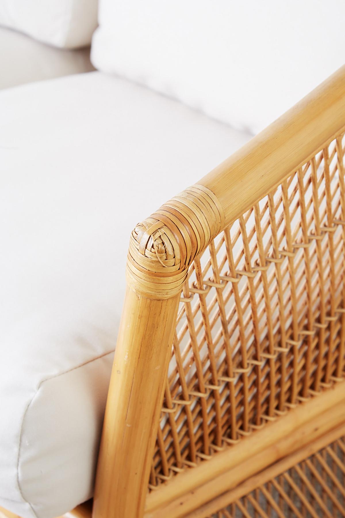 Midcentury Bamboo Rattan Wicker Settee or Loveseat 2