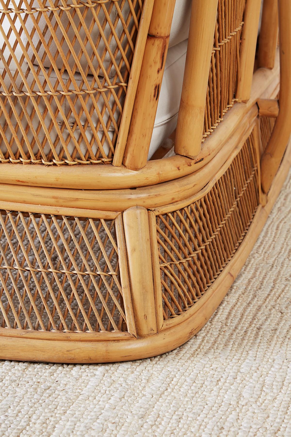 Midcentury Bamboo Rattan Wicker Settee or Loveseat 3