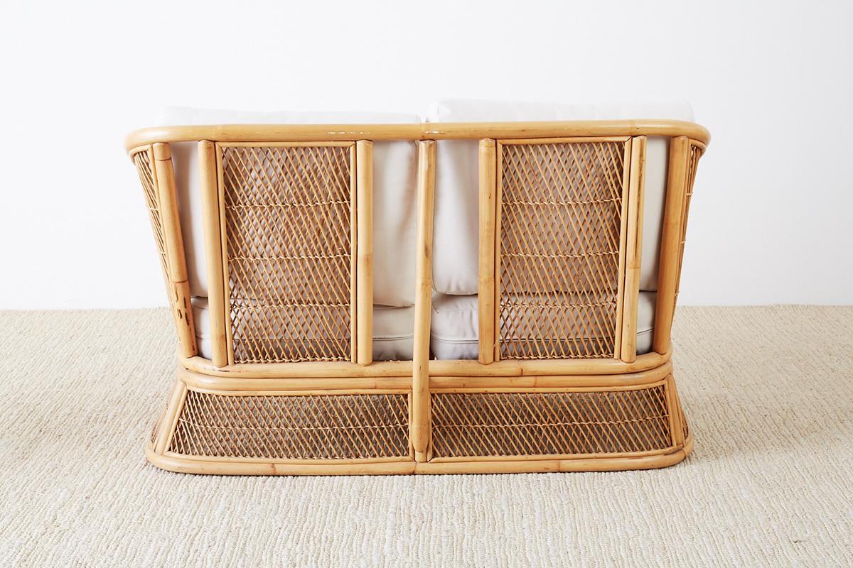 Midcentury Bamboo Rattan Wicker Settee or Loveseat 5