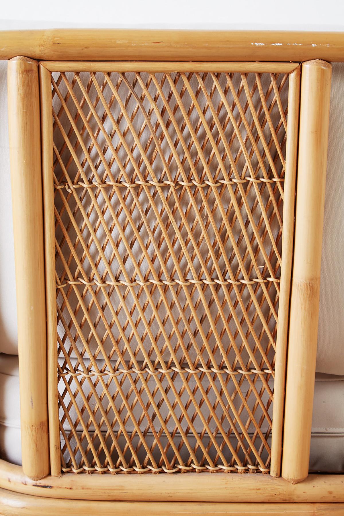 Midcentury Bamboo Rattan Wicker Settee or Loveseat 6