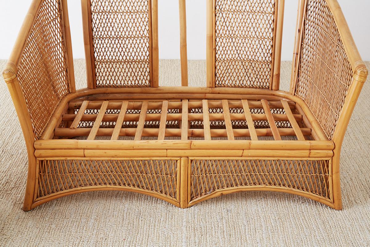 Midcentury Bamboo Rattan Wicker Settee or Loveseat 7