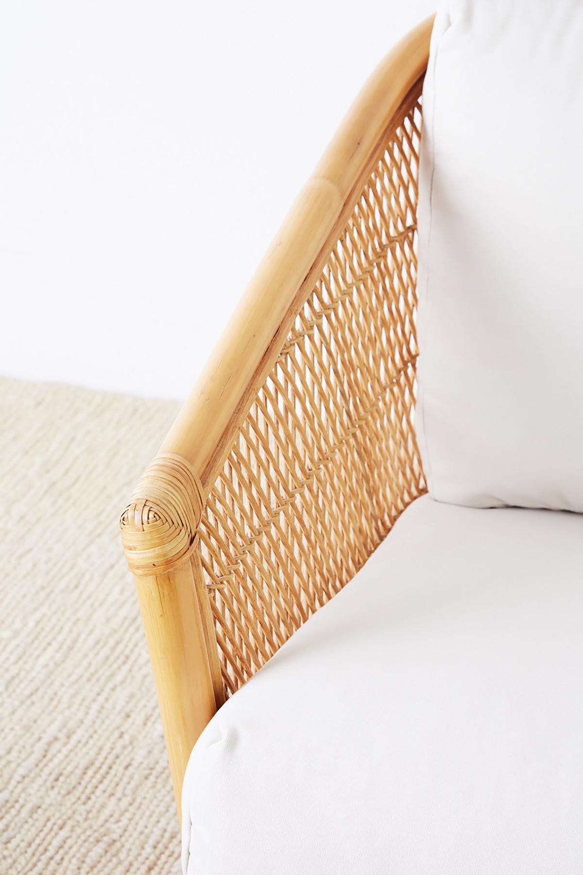 Hand-Crafted Midcentury Bamboo Rattan Wicker Settee or Loveseat