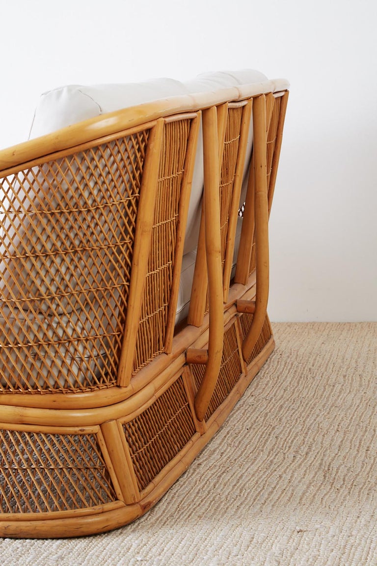 Midcentury Bamboo Rattan Wicker Three-Seat Sofa at 1stDibs