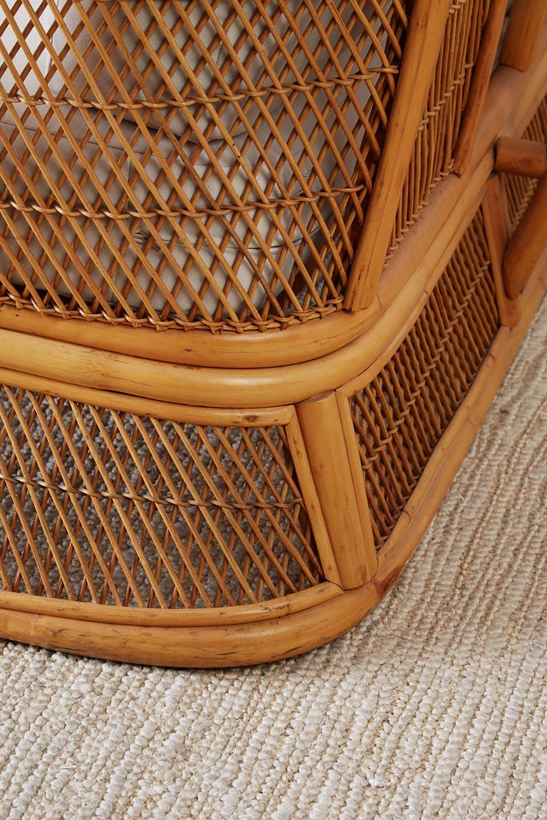 Midcentury Bamboo Rattan Wicker Three-Seat Sofa at 1stDibs