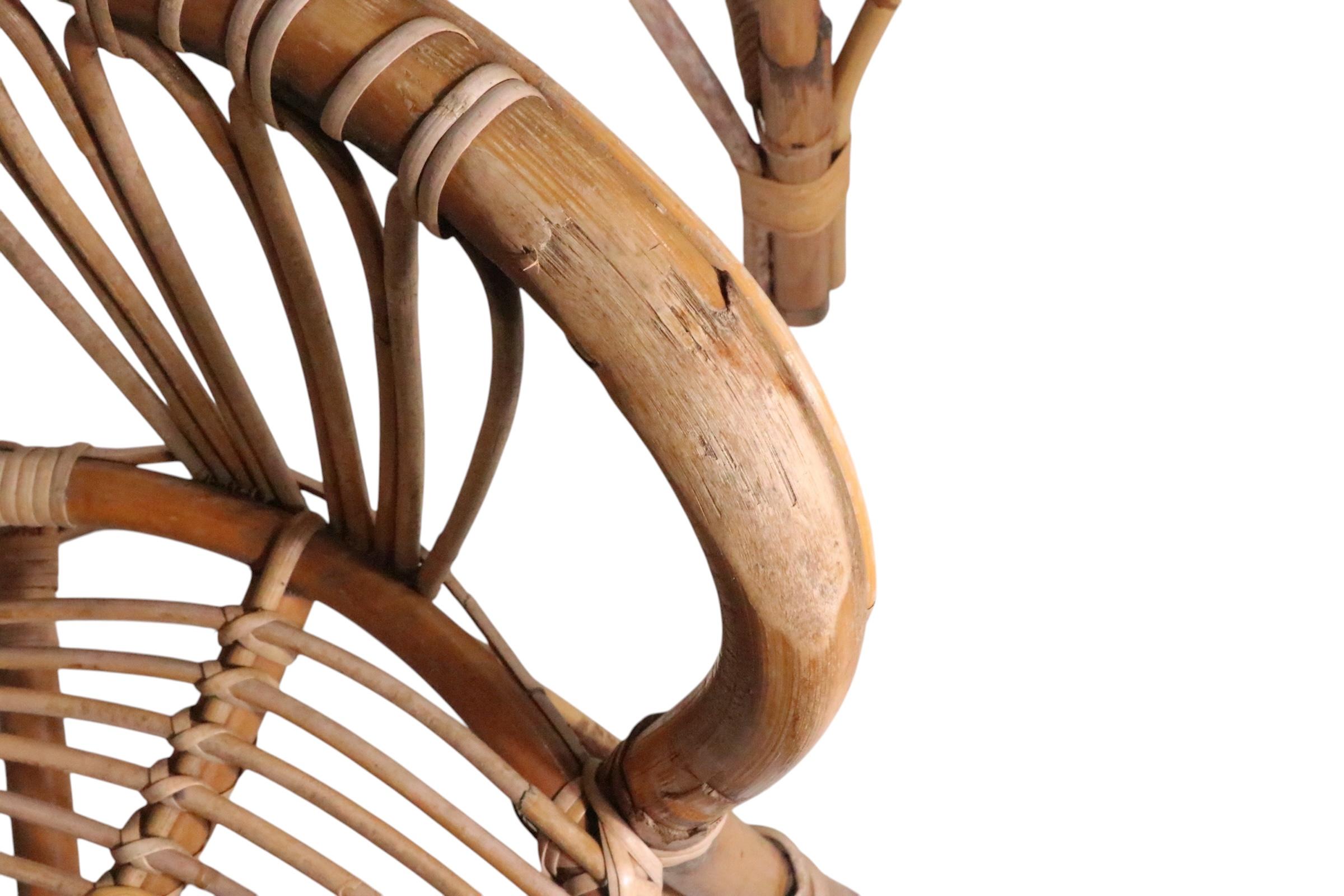 Chaises à accoudoirs en bambou C.I.C. c. 1970 probablement fabriquées en Italie 3 disponibles en vente 9