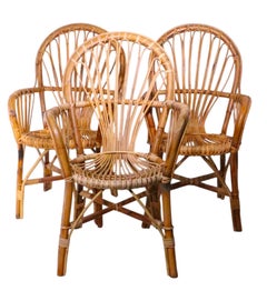 Mid Century Bamboo Reed Arm Chairs c. 1970's möglicherweise in Italien hergestellt 3 verfügbar