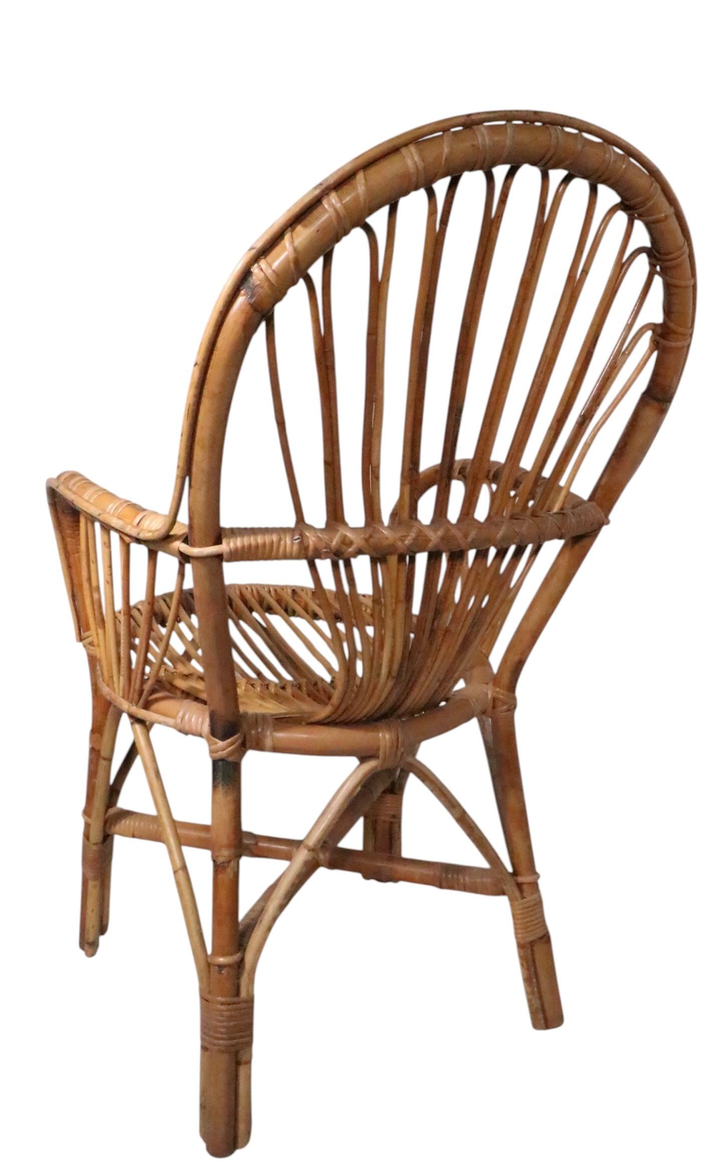 Chaises à accoudoirs en bambou C.I.C. c. 1970 probablement fabriquées en Italie 3 disponibles en vente 2