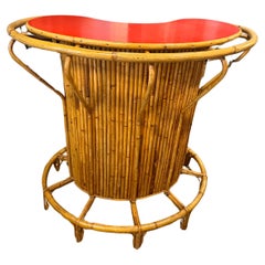 Mid Century Bamboo Reeded Bar and Stools