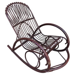 Mid Century Bamboo Rocking Chair attr. to Franco Albini, Italy 1970s