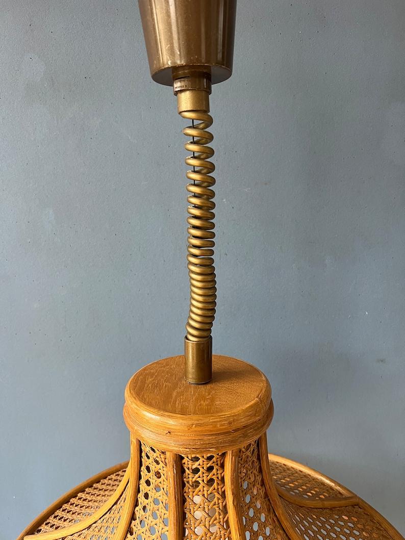 Mid Century Bamboo/Rotan Boho Pendant Lamp, 1970s 5