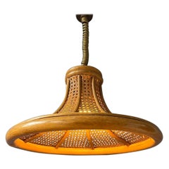 Mid Century Bamboo/Rotan Boho Pendant Lamp, 1970s